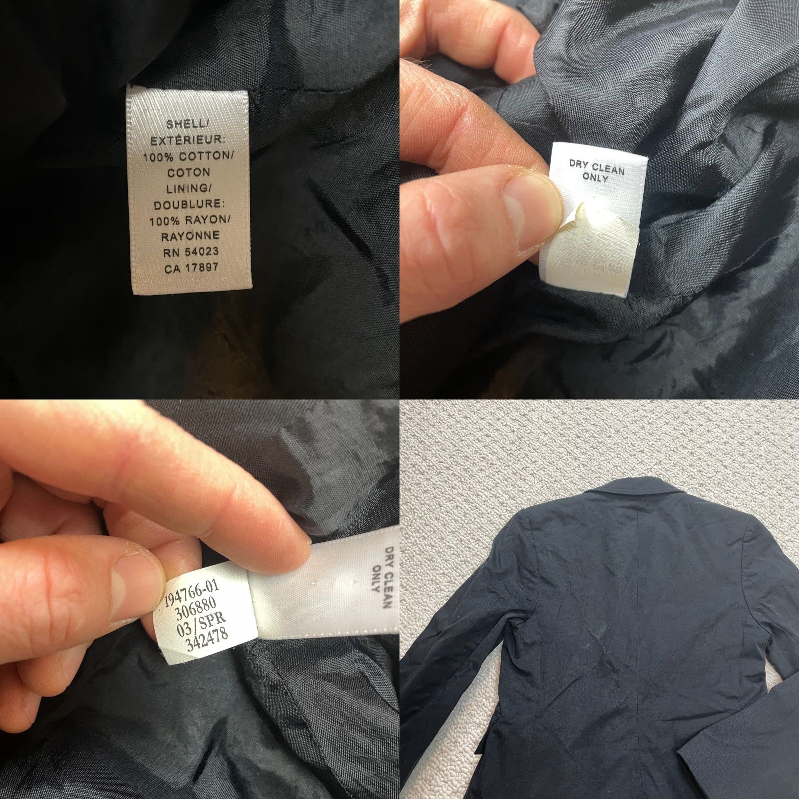 Banana Republic Banana Republic Blazer Womens 0 Black Cotton Two Button Minimalist Suit Size XS / US 0-2 / IT 36-38 - 8 Thumbnail