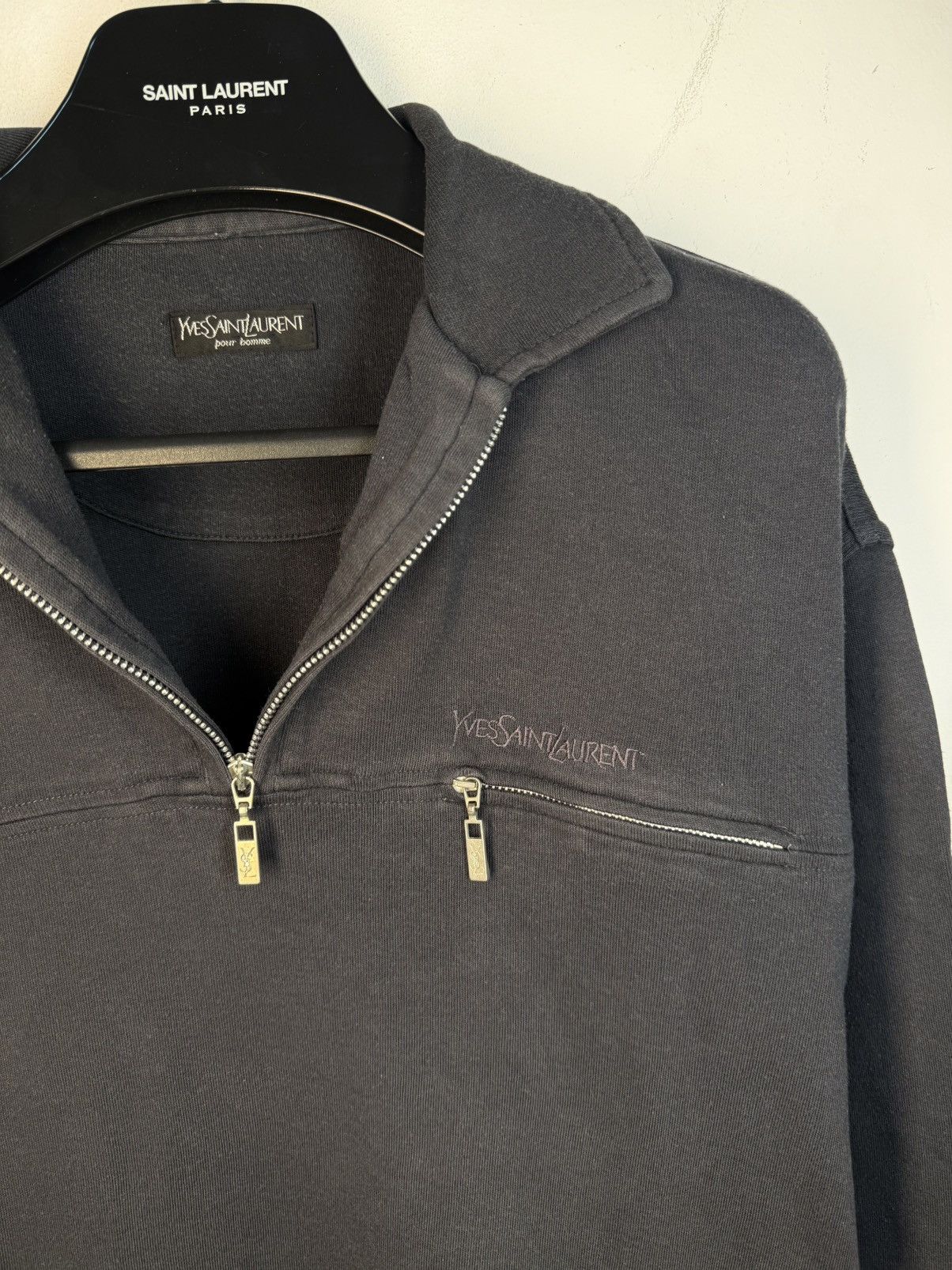Vintage × Yves Saint Laurent 90s Black YSL Sweatshirt 1/4 Zip YSL