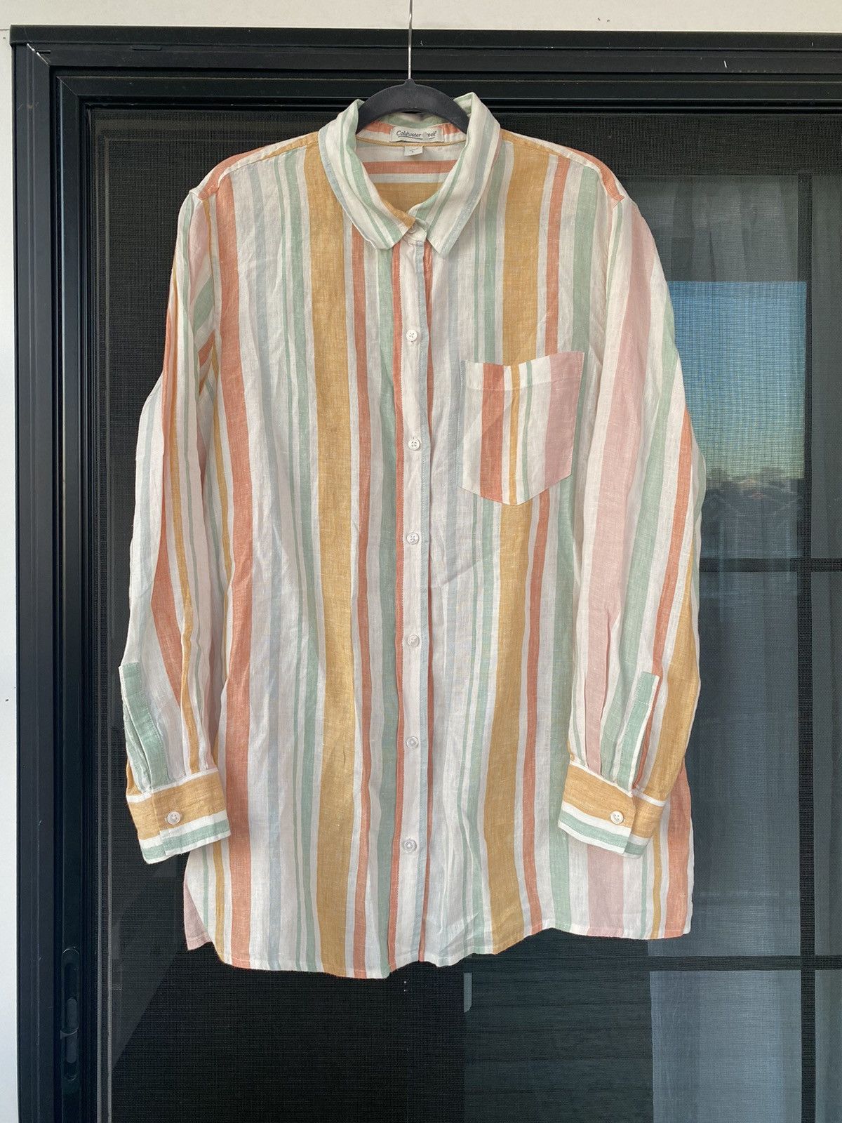 Coldwater Creek Cold water Creek Women Stripe Button Down Linen Shirt Sz L Size L / US 10 / IT 46 - 2 Thumbnail