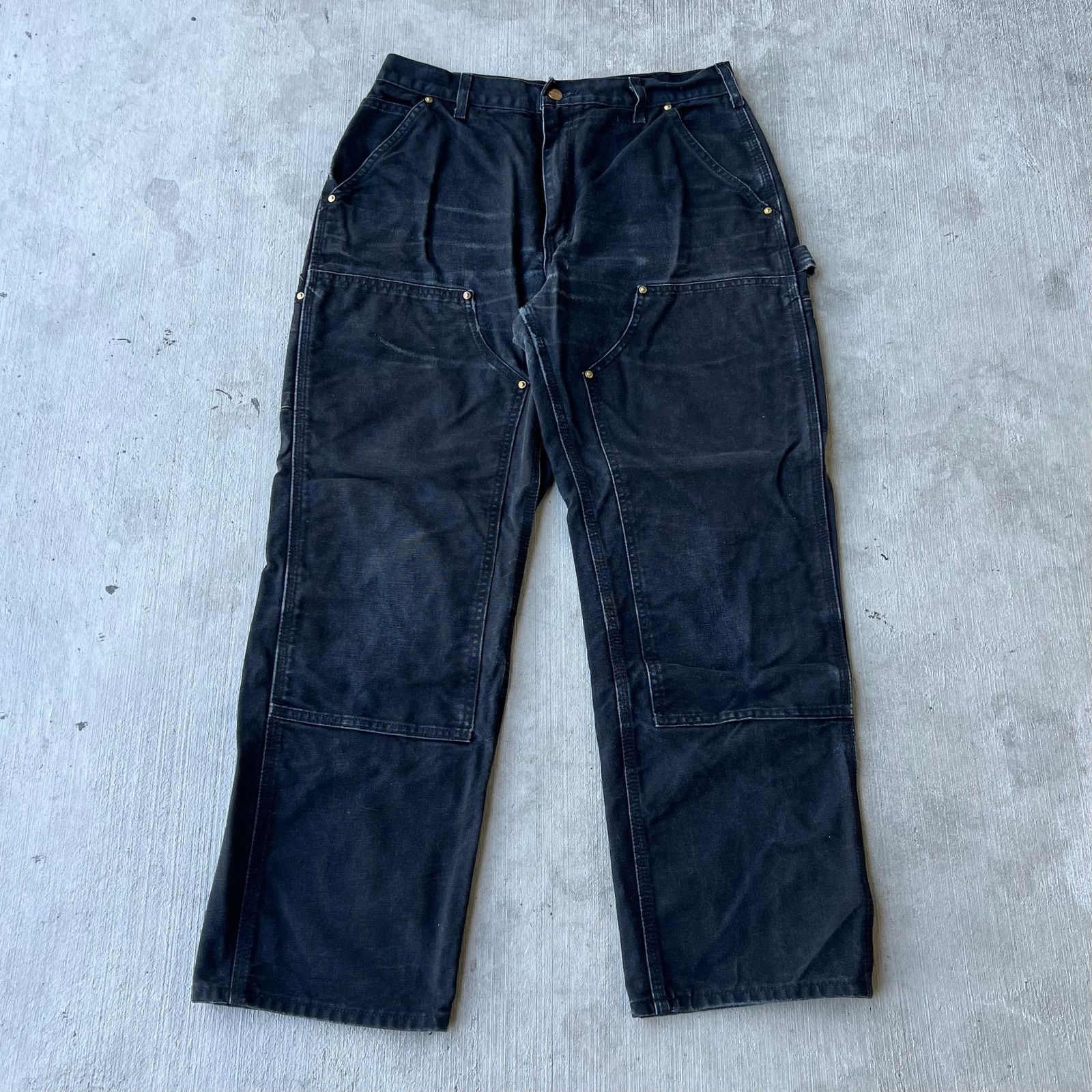 Carhartt × Vintage Carhartt faded black double knee work wear carpenter pants Size US 31 - 1 Thumbnail