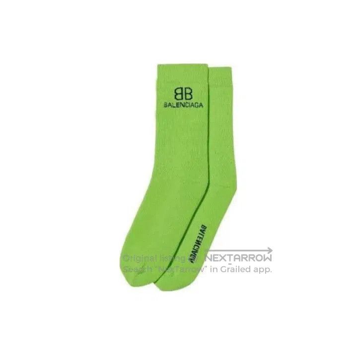 Balenciaga Balenciaga Green Logo Embroidered Socks for Men. Size ONE SIZE - 1 Thumbnail