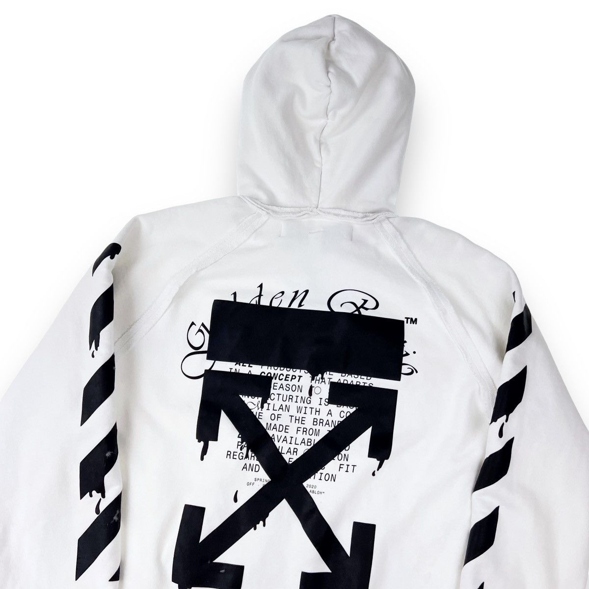 image of Off White Off-White Dripping Arrows White Hoodie, Men's (Size XL)