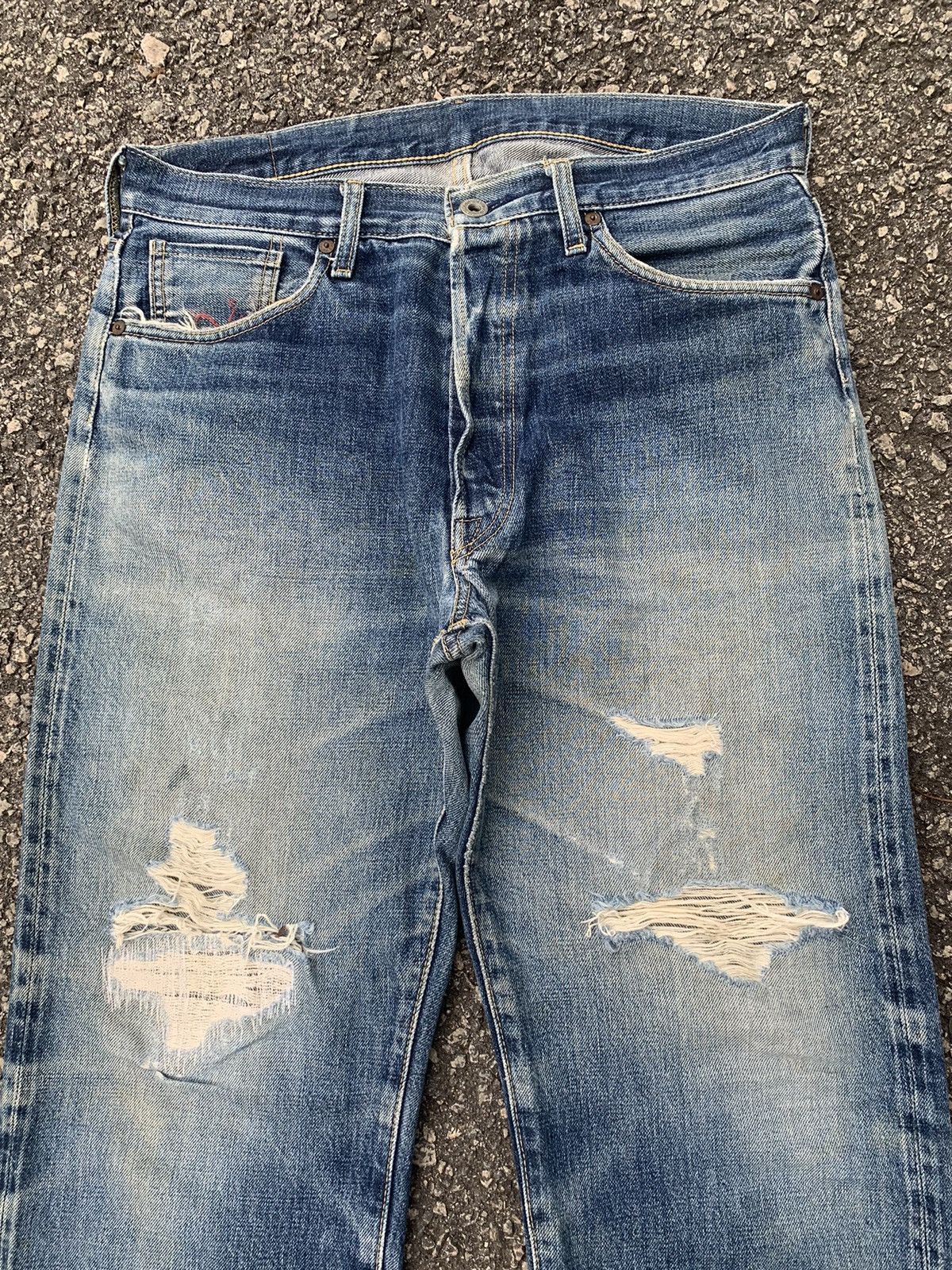 Jean × Kamakura Kamakura Red Button Fly Japanese Selvedge Distressed Denim🎌 Size US 33 - 7 Thumbnail