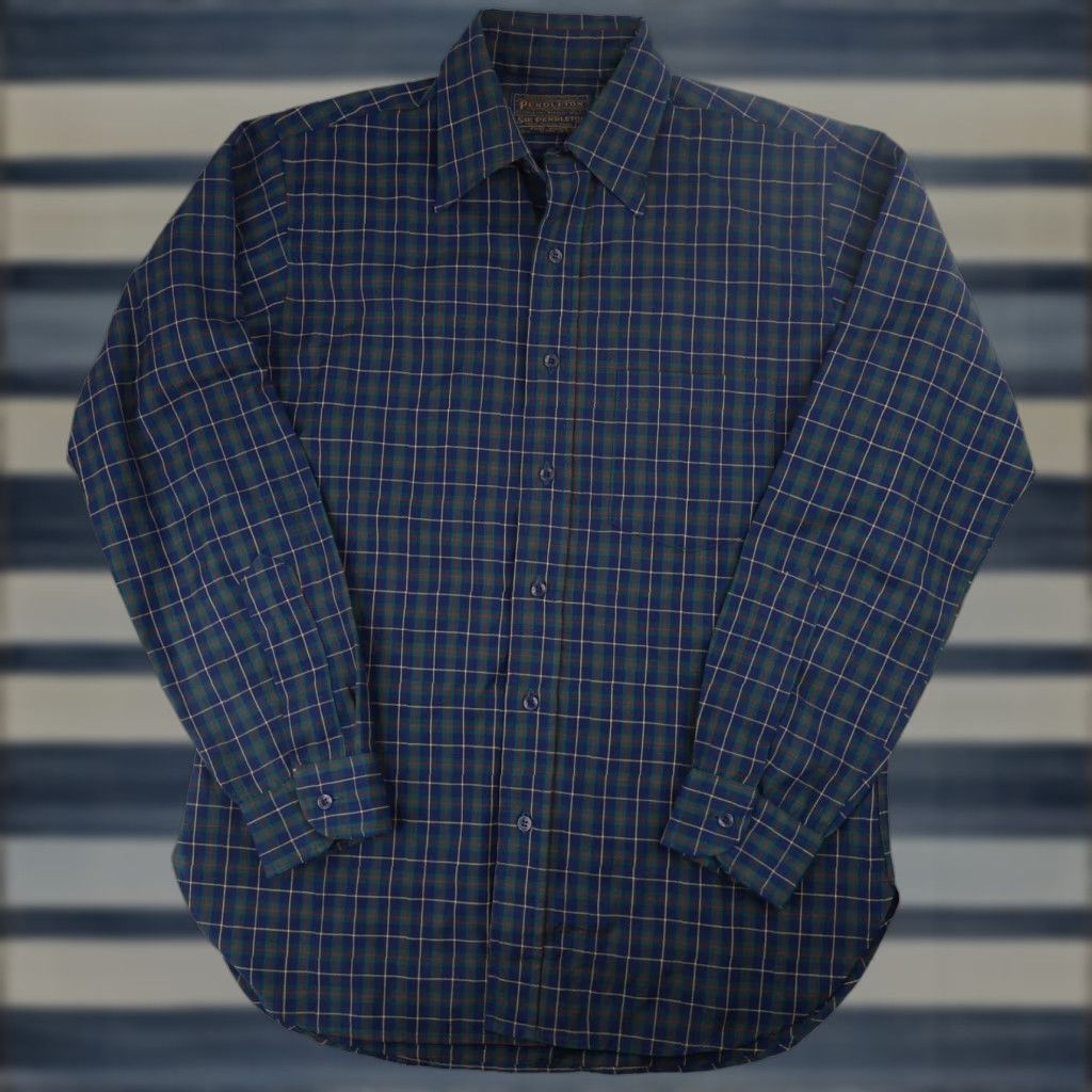 Pendleton VINTAGE Pendleton Dress Shirt Mens Medium Wool Blue Size 40R - 1 Thumbnail