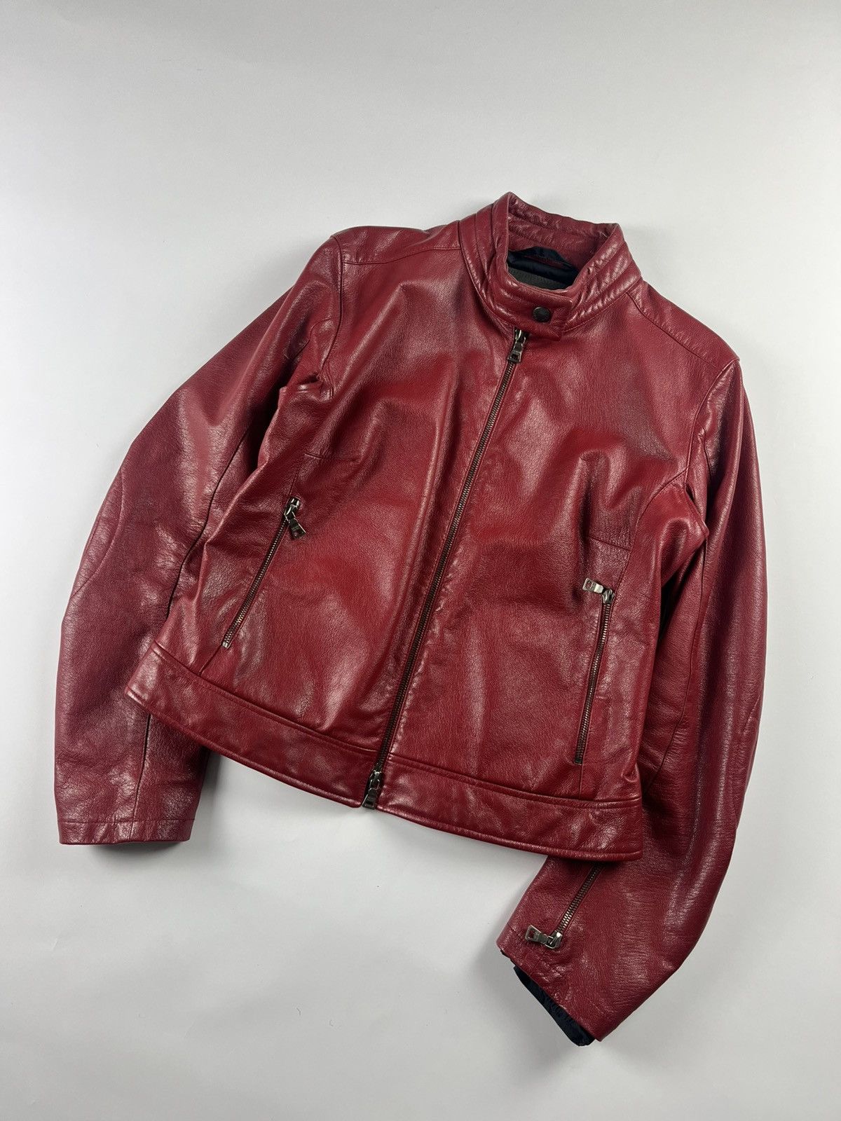 Prada Prada Padded Elbows Red Leather Motor Jacket SS 2000 Size S / US 4 / IT 40 - 2 Thumbnail
