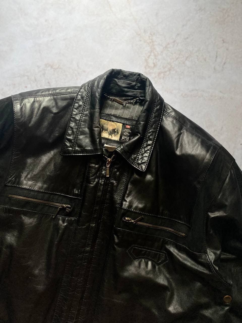 Genuine Leather Vintage Leather Bomber Jacket Moto Y2K Schott Style Size US L / EU 52-54 / 3 - 3 Thumbnail