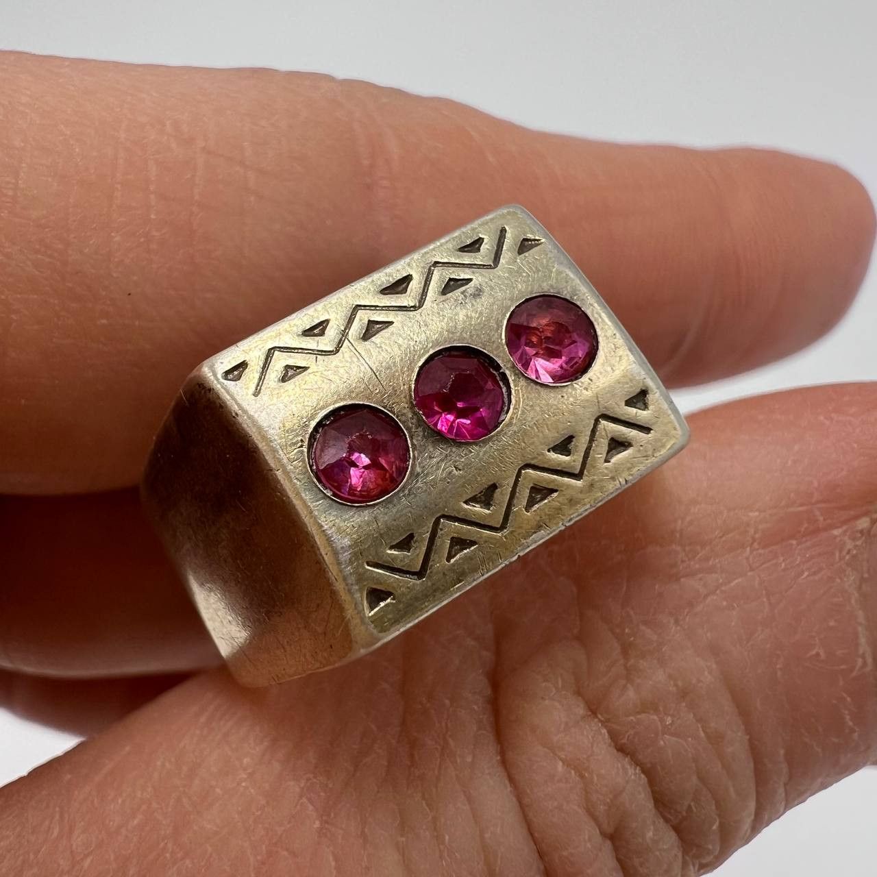 Vintage USSR Gilt Silver 875 Jewelry Ring Signed 6g Size 7