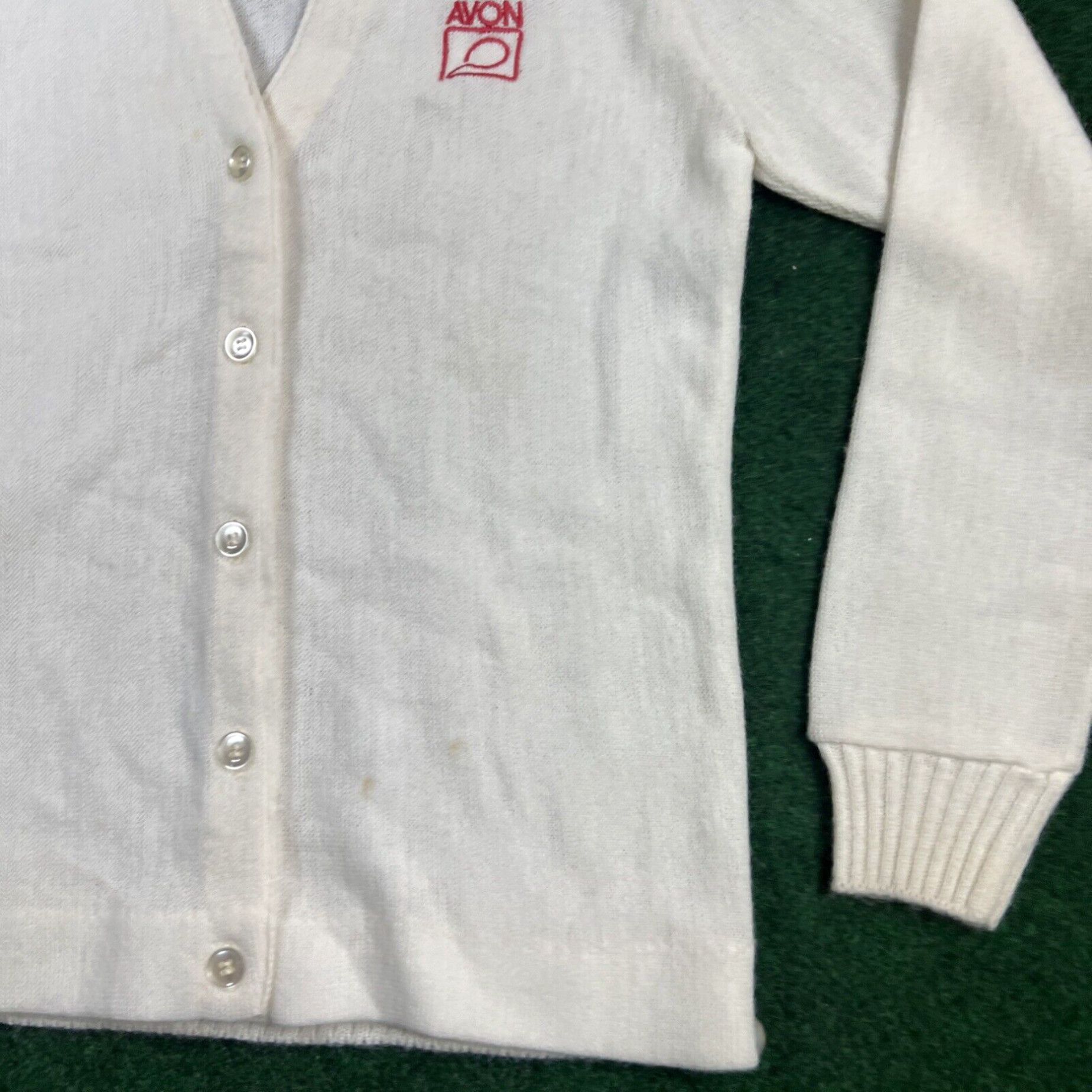 Vintage RARE VINTAGE Avon Beauty Makeup White Cotton Knit Cardigan Size Small/34 70s Size S / US 4 / IT 40 - 3 Thumbnail