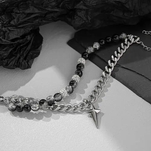 VIBE Punk Gothic Zircon Star Layered Chain Bracelet Size ONE SIZE - 4 Thumbnail