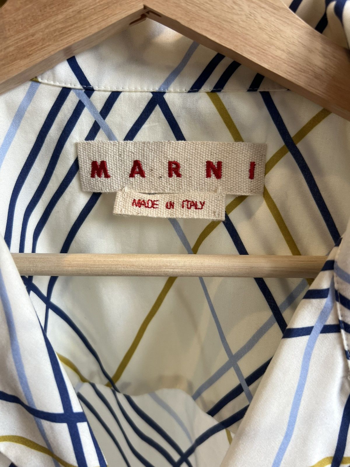 Marni White/Blue Striped Marni Bowling Button up Size US M / EU 48-50 / 2 - 5 Thumbnail