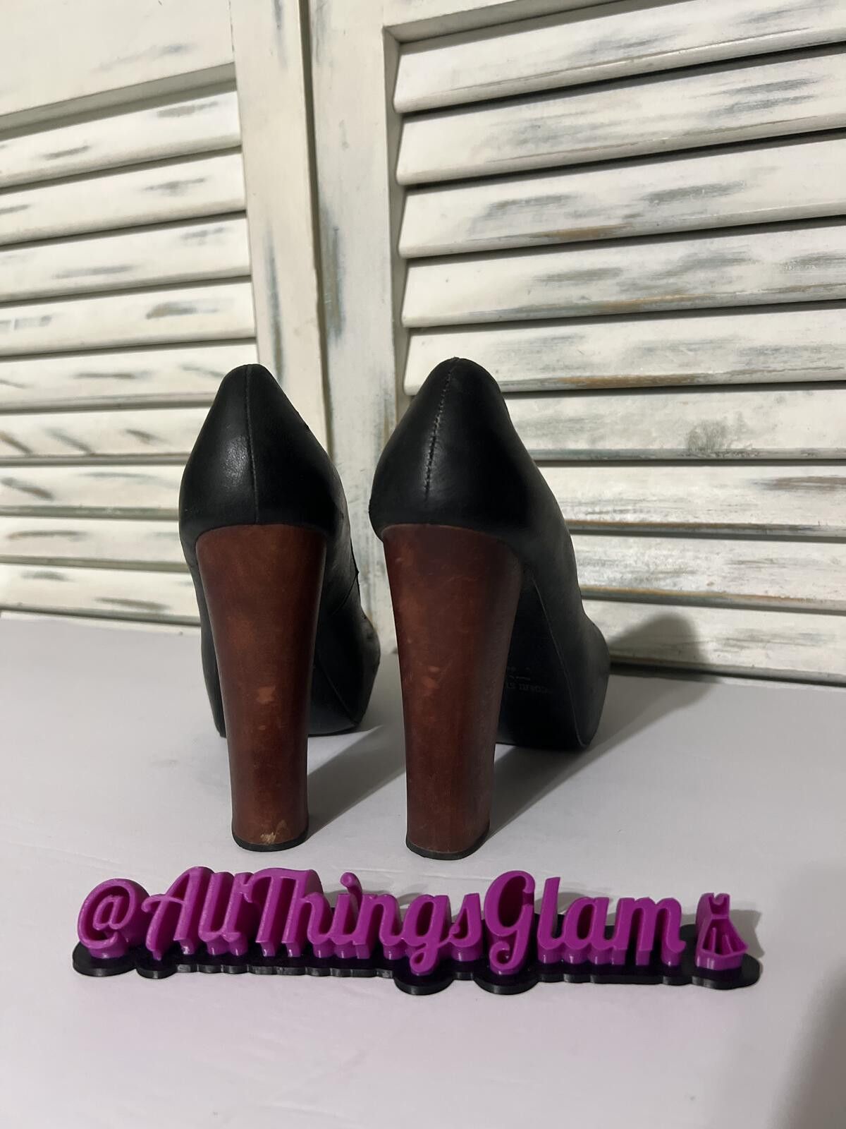 Other Colin Stuart Black Leather Peep Toe High Heel Pumps 8 Size US 8 / IT 38 - 4 Thumbnail