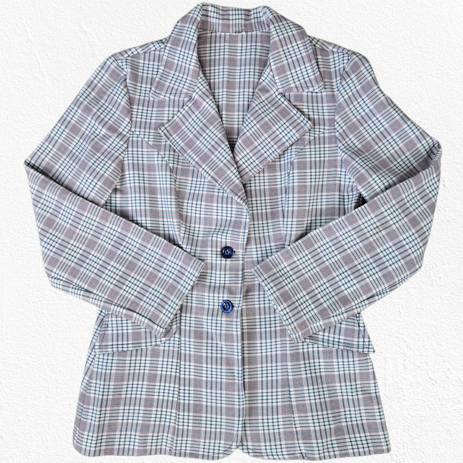 Vintage 1960s Mod Plaid Tailored Blazer Size 4 Size S / US 4 / IT 40 - 2 Thumbnail