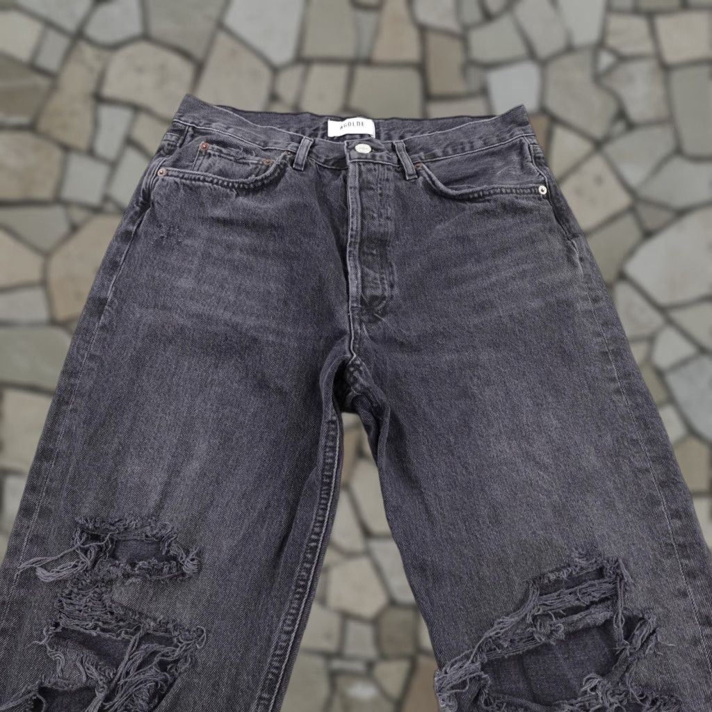 Agolde AGOLDE Jeans Womens 28 Black Denim 90s Distressed Button Fly High Rise Straight Jeans Womens Black 90s Distressed Button Fly High Rise Straight Size 28" / US 6 / IT 42 - 1 Thumbnail