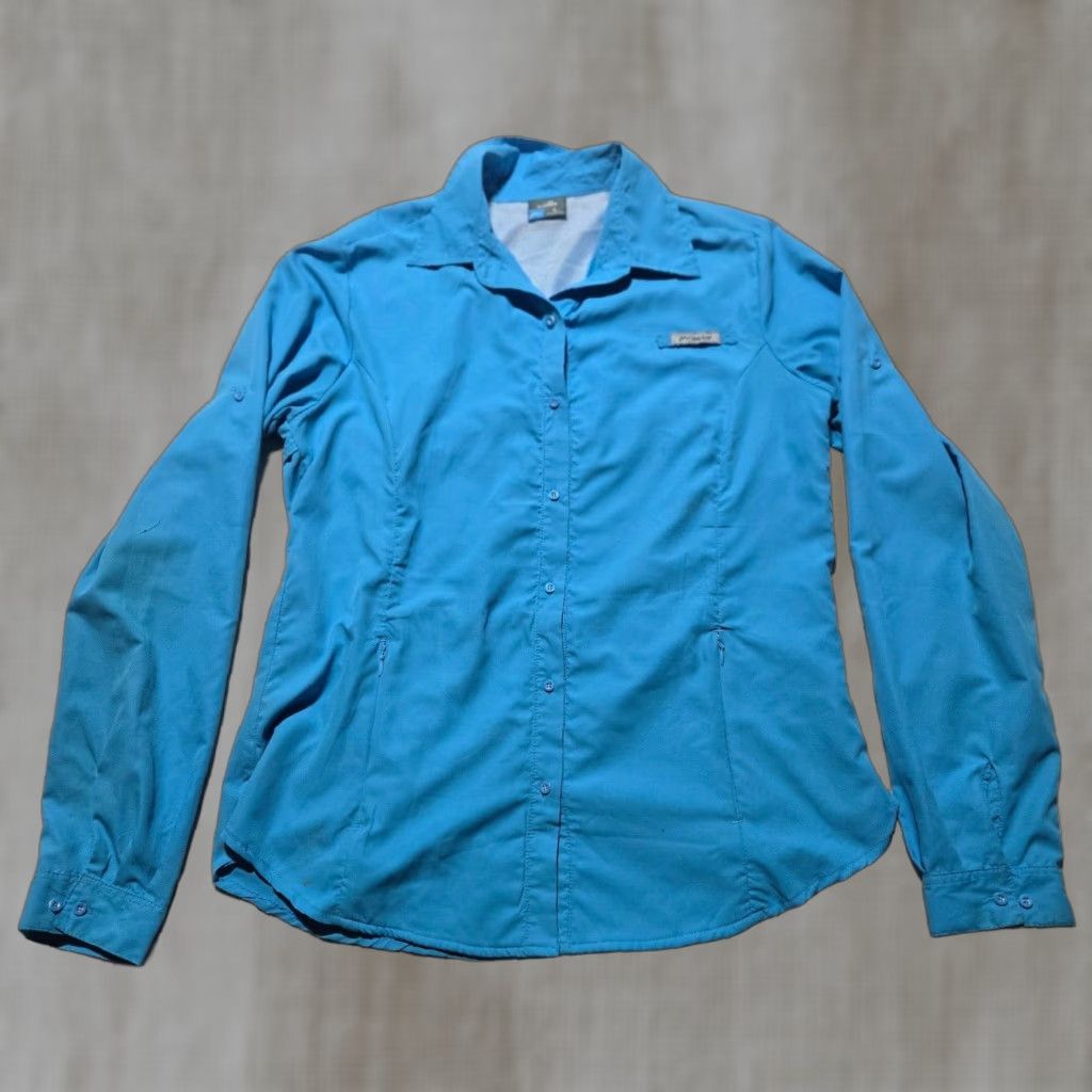 Vintage WILLIT Button-Up Shirt Solid Blue Long Sleeve Performance Outdoor Adult Womens Large Size L / US 10 / IT 46 - 1 Thumbnail