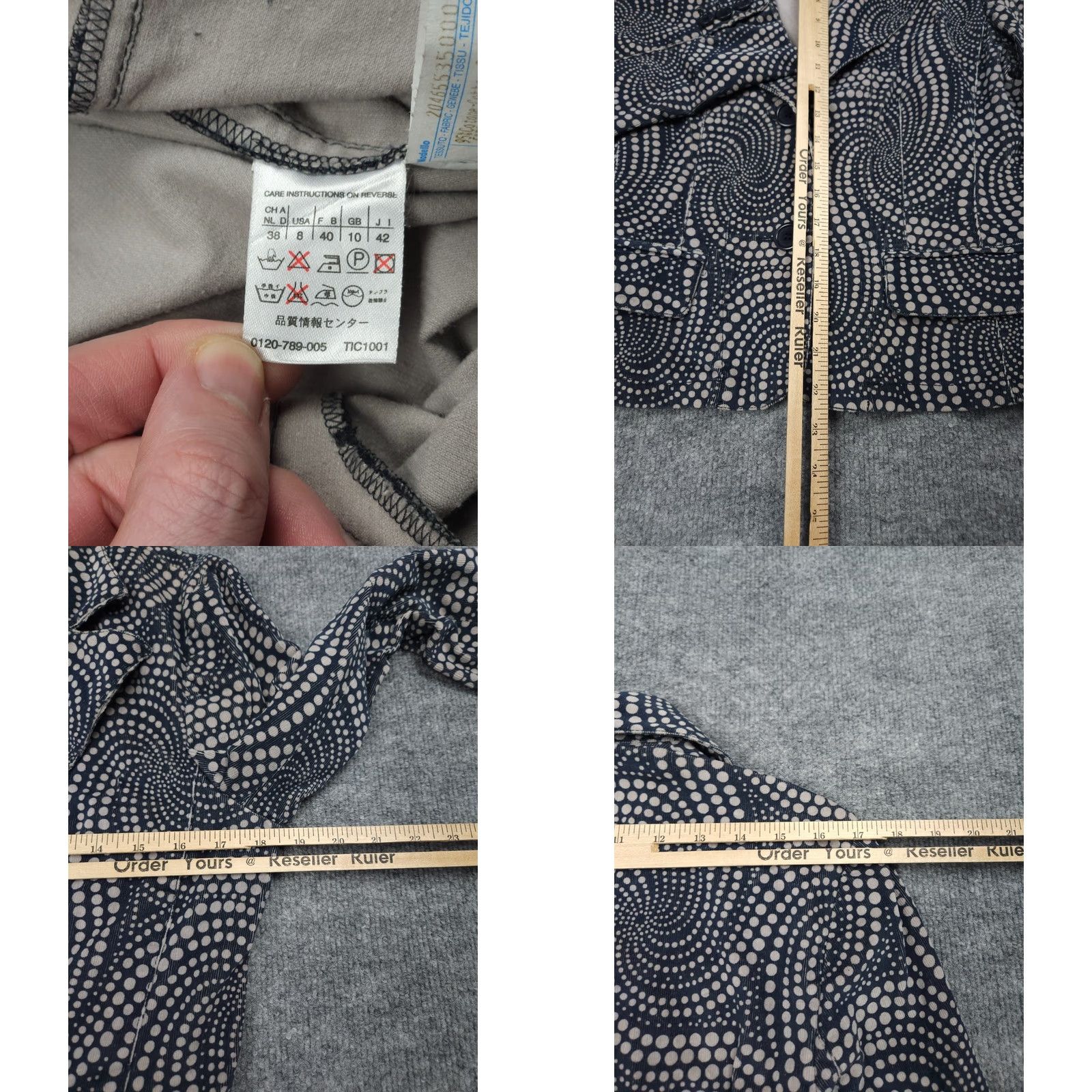 Max Mara Max Mara Blazer Jacket Women's 8 Blue White Geometric AOP Swirl Cotton Corduroy Button Two-Button Suit Style Ballpark? Size M / US 6-8 / IT 42-44 - 8 Thumbnail