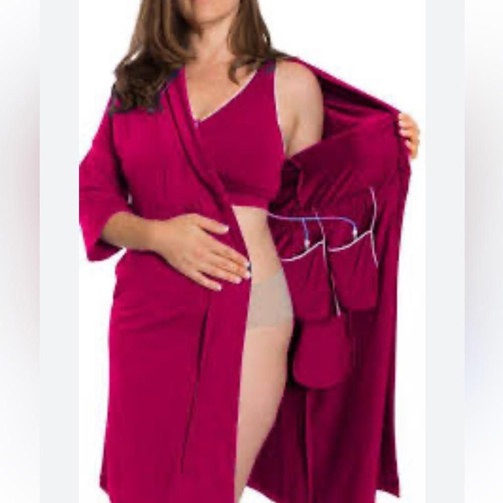 Designer Brobe l The Surgery Recovery Robe Magenta OS Size ONE SIZE - 2 Thumbnail