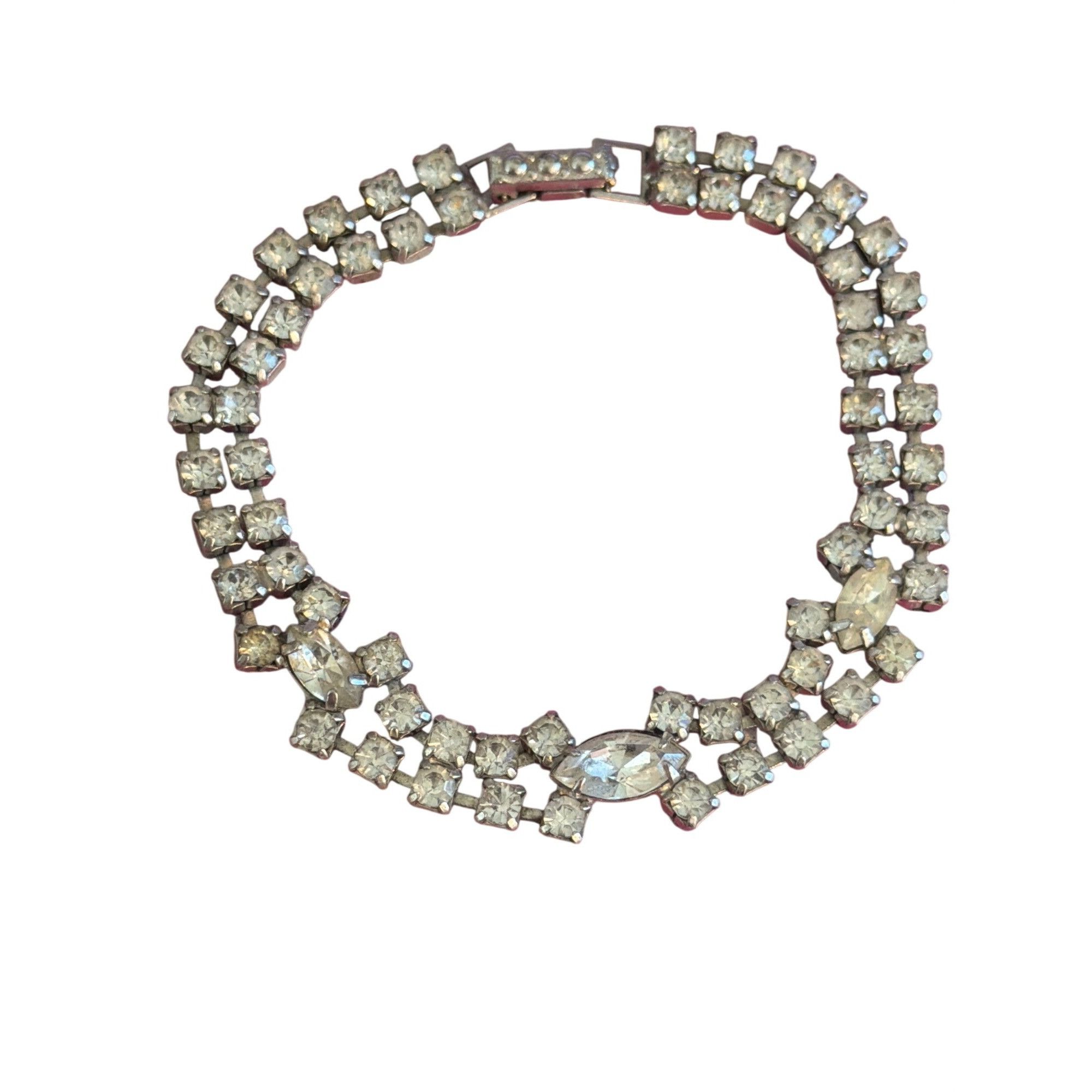 Other Vtg Silver Tone Crystal Rhinestone Tennis Bracelet Bridgerto Size ONE SIZE - 1 Thumbnail
