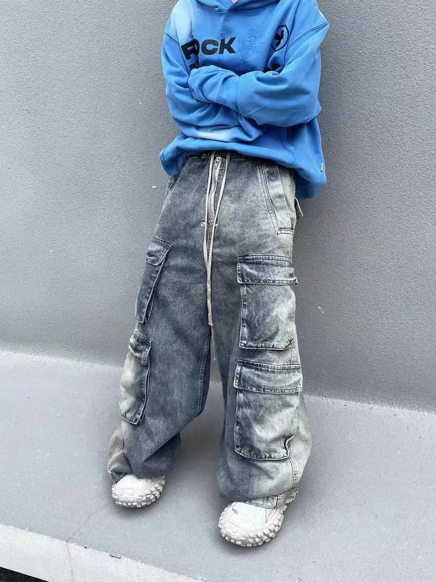 Jean × Streetwear Baggy Washed Wide Leg Denim Jeans | Grailed