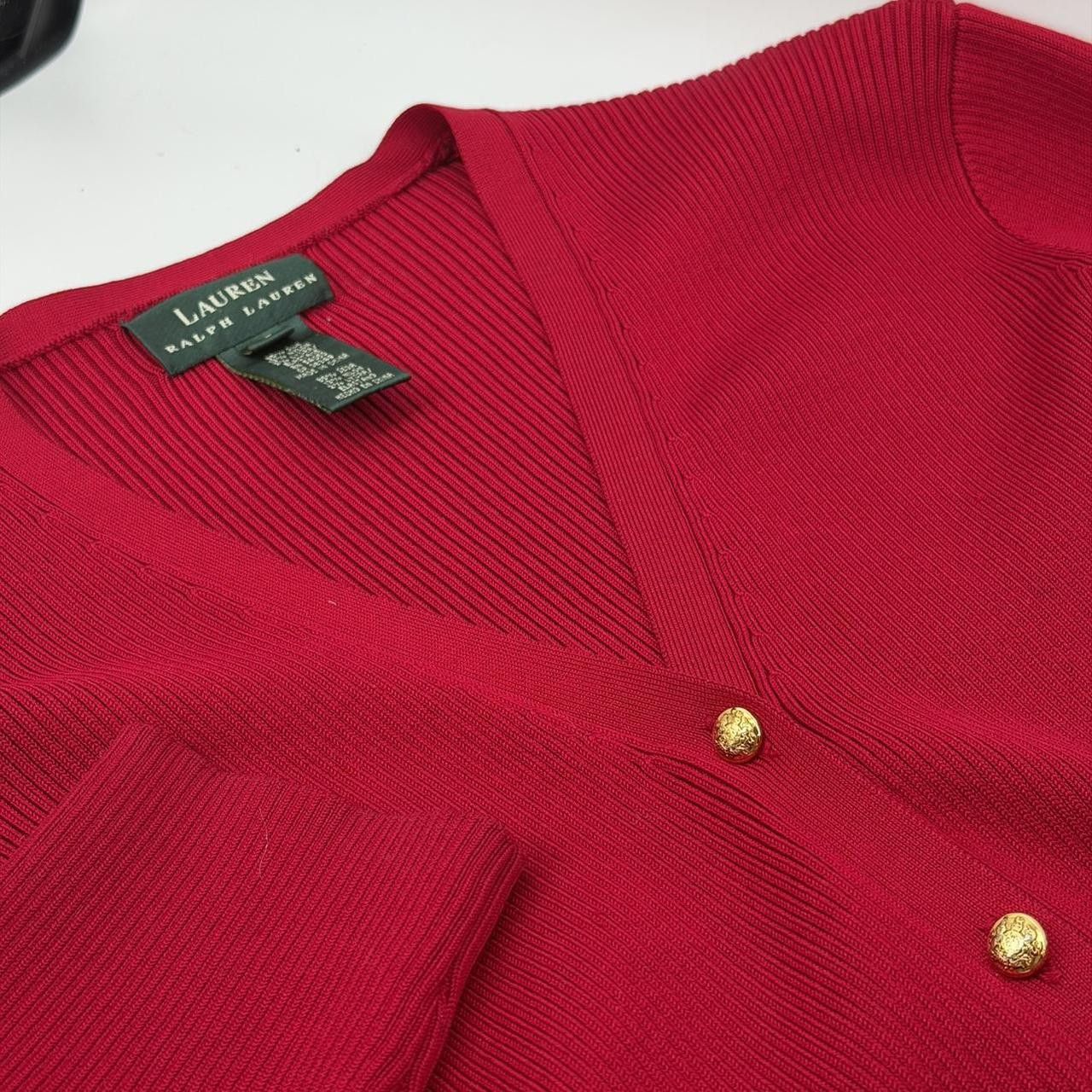 Polo Ralph Lauren Ralph Lauren red silk cardigan with gold buttons. Size L Size L / US 10 / IT 46 - 3 Thumbnail