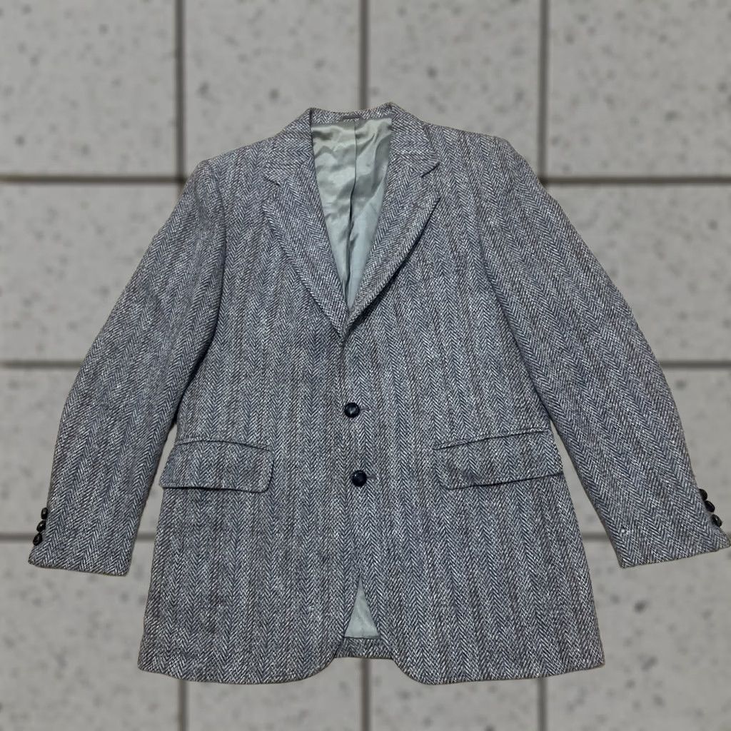 Harris Tweed VINTAGE Harris Tweed Sport Coat Men 40 Gray Herringbone Wool 2 Piece Single-Breasted Notch Lapel 1960s USA Brown/Blue/Orange Stripe Mens Size US XXS / EU 40 - 1 Thumbnail