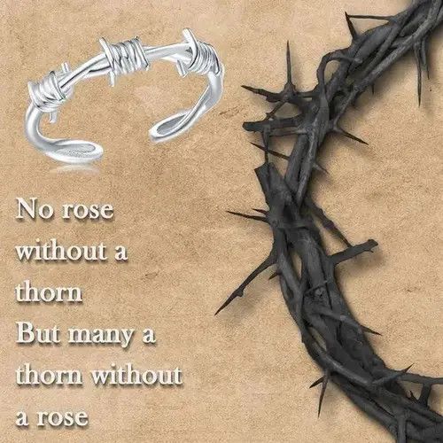 Jewelry × Sterling Silver 925-Sterling-Silver Barbed Crown of Twist Thorns Wire Ring Size ONE SIZE - 2 Thumbnail