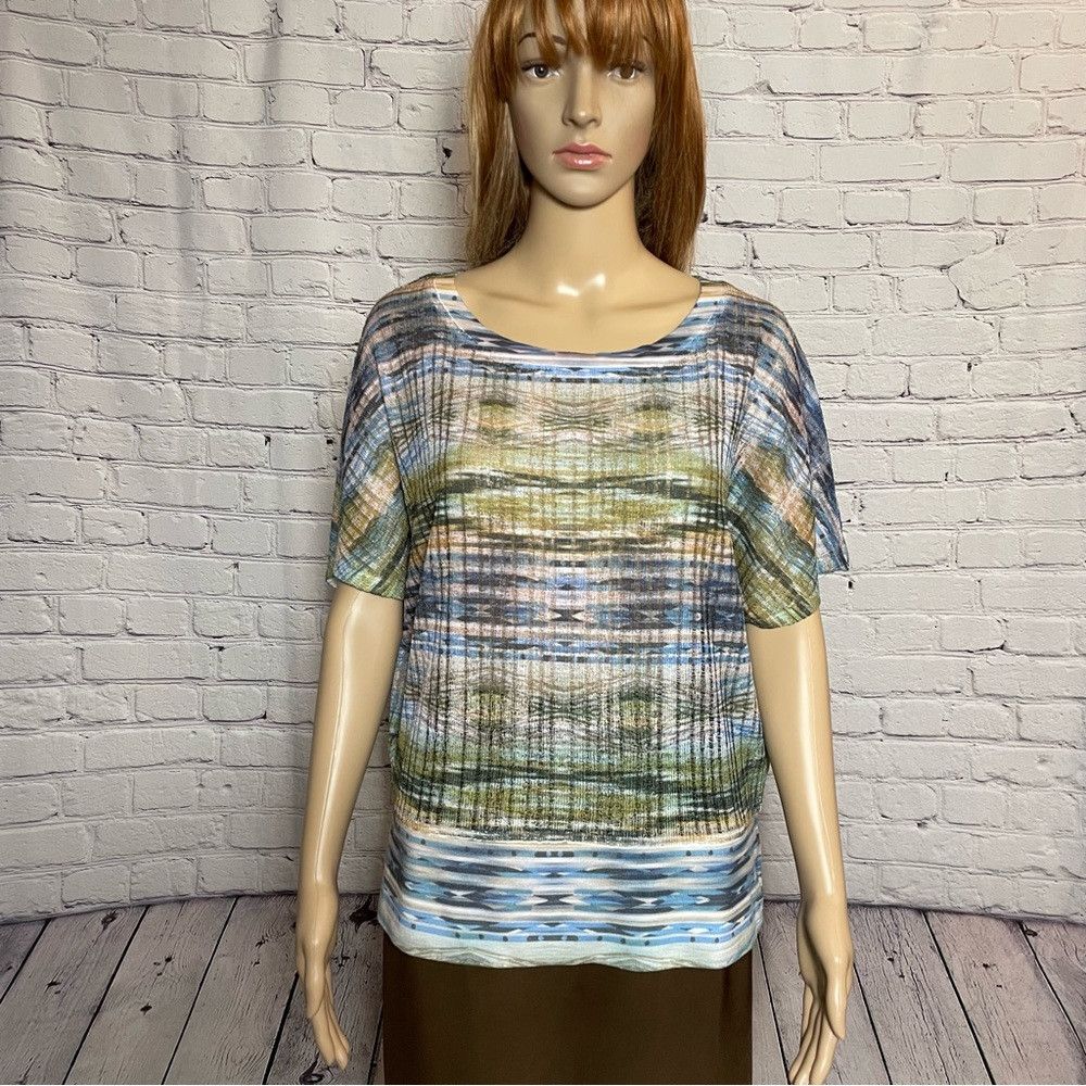 Chicos Chico's Blue Green Lightweight Dolman Sleeve Knit Top Size Size L / US 10 / IT 46 - 1 Thumbnail