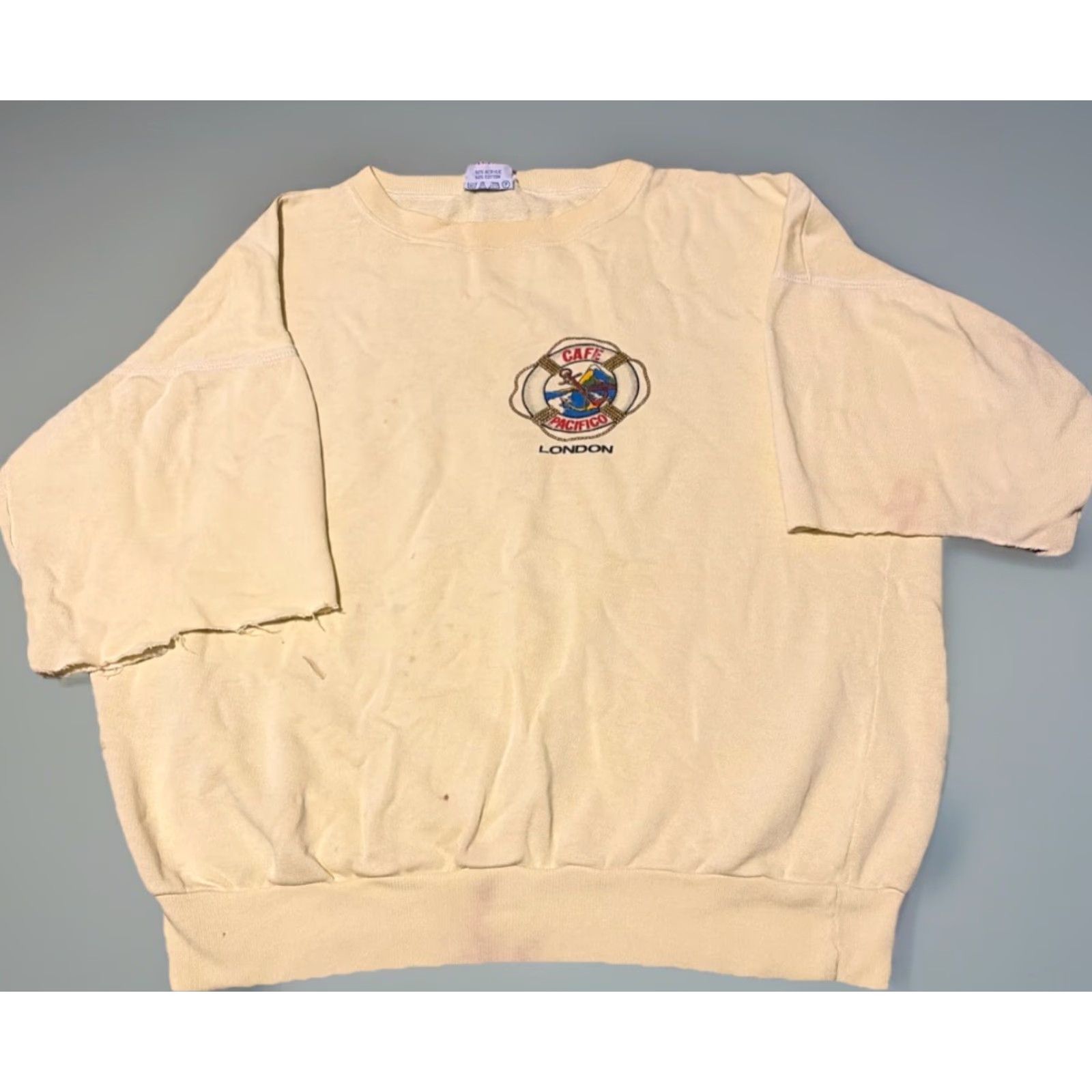 Vintage VINTAGE Cafe Pacifico London Crewneck Sweatshirt XL Yellow Unisex Adults Distressed Cut Sleeves Pullover 70s Size US XL / EU 56 / 4 - 2 Thumbnail