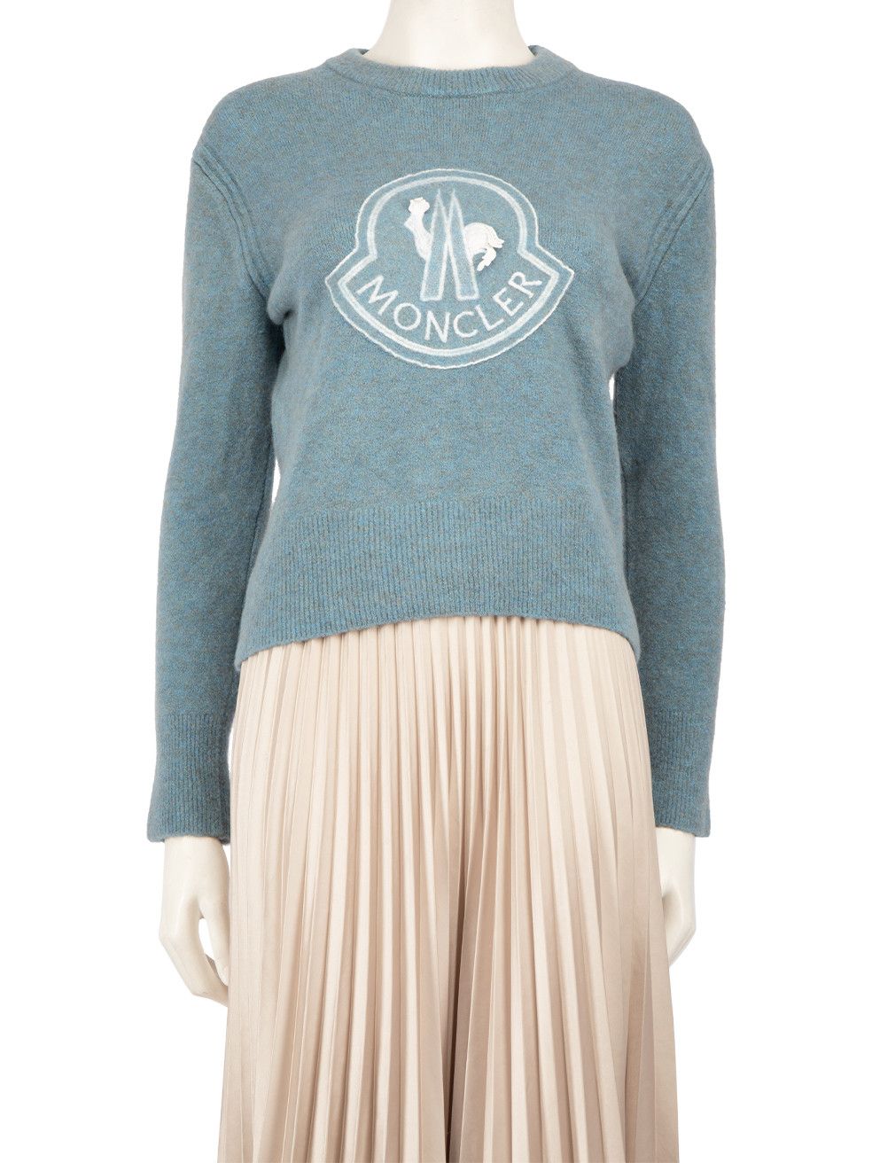 image of Moncler Blue Logo Print Jumper, Women's (Size Small)