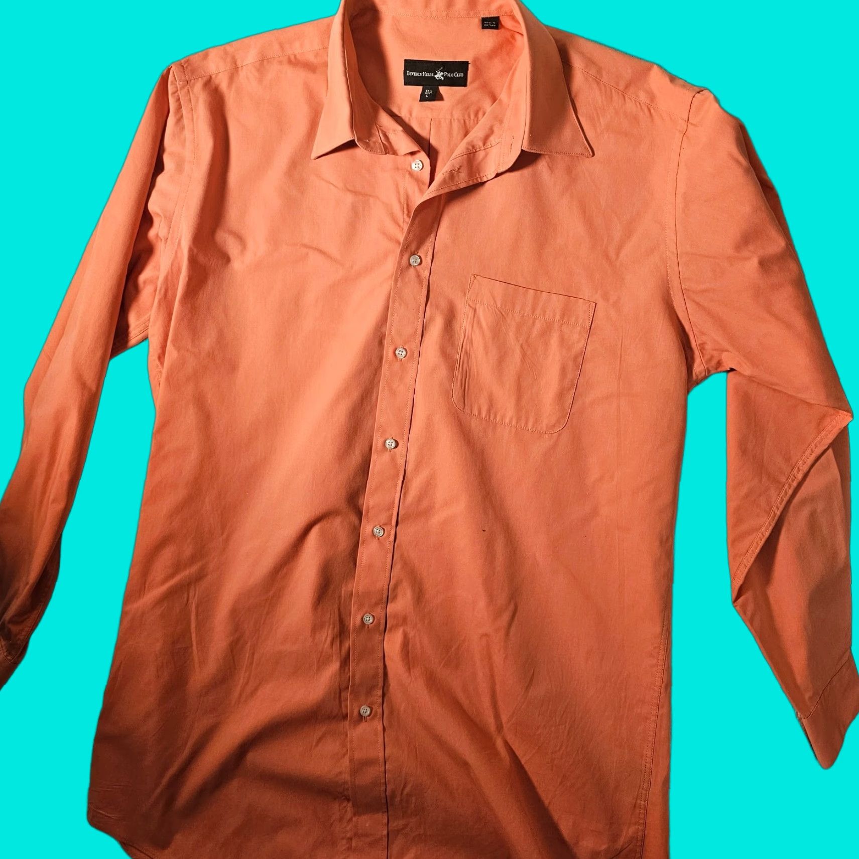 Beverly Hills Polo Club Beverly Hills Polo Club Button-Up Shirt Men L Coral Long Sleeve Collar Size US L / EU 52-54 / 3 - 1 Thumbnail