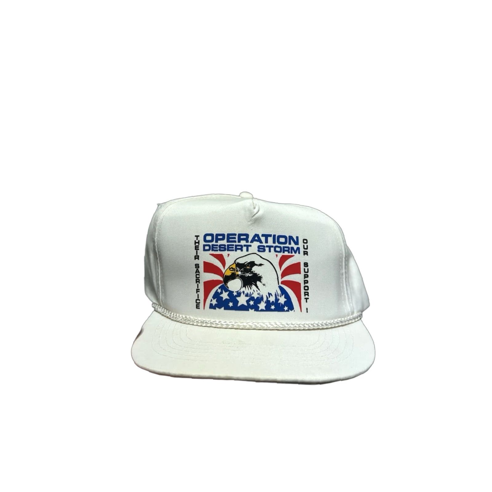 Vintage VINTAGE SnapBack Hat Cap Operation Desert Storm Eagle USA Military Army White Men Adjustable Cap Size ONE SIZE - 1 Thumbnail