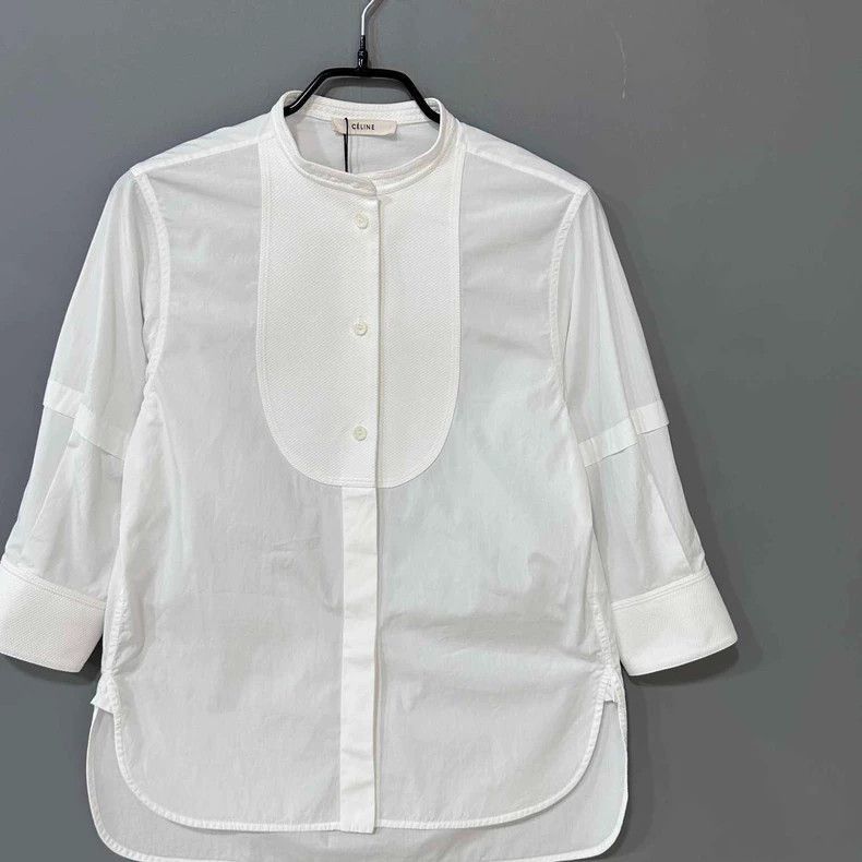 Celine Celine White Buttonup Shirt Size XXS / US 00 / IT 34 - 2 Thumbnail