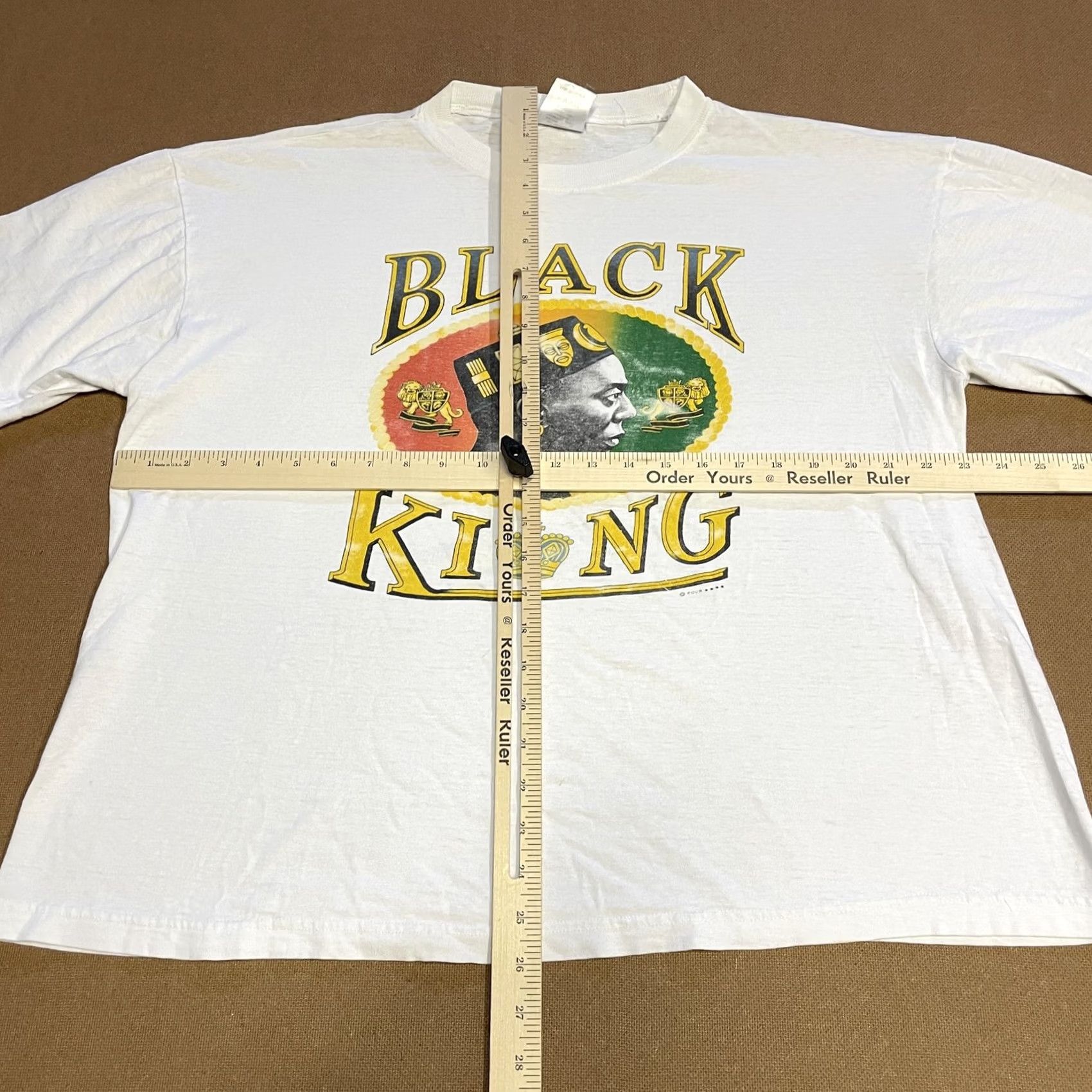 Vintage VINTAGE Black King Shirt Mens XL Boxy White Afrocentric Graphic Tee Made USA 90s Size US XL / EU 56 / 4 - 2 Thumbnail