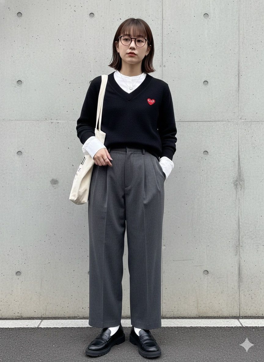 Comme des Garcons Homme Plus Comme des Garçons PLAY Black Knit V-Neck Sweater withLogo Size US S / EU 44-46 / 1 - 2 Thumbnail