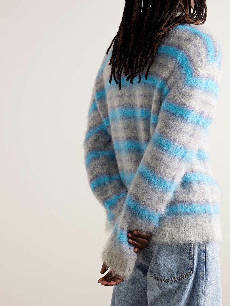 Marni o1w1db11125 Striped Mohair-Blend Sweater in Light Grey Size US L / EU 52-54 / 3 - 3 Thumbnail