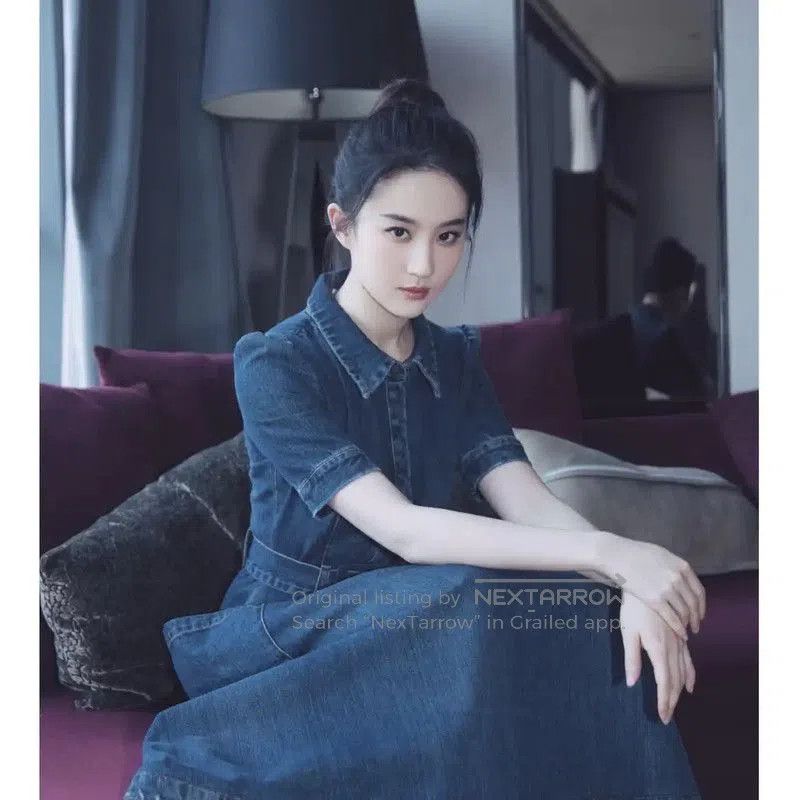 Dior Dior Denim Midi Dress with Floral Design . Size S / US 4 / IT 40 - 5 Thumbnail