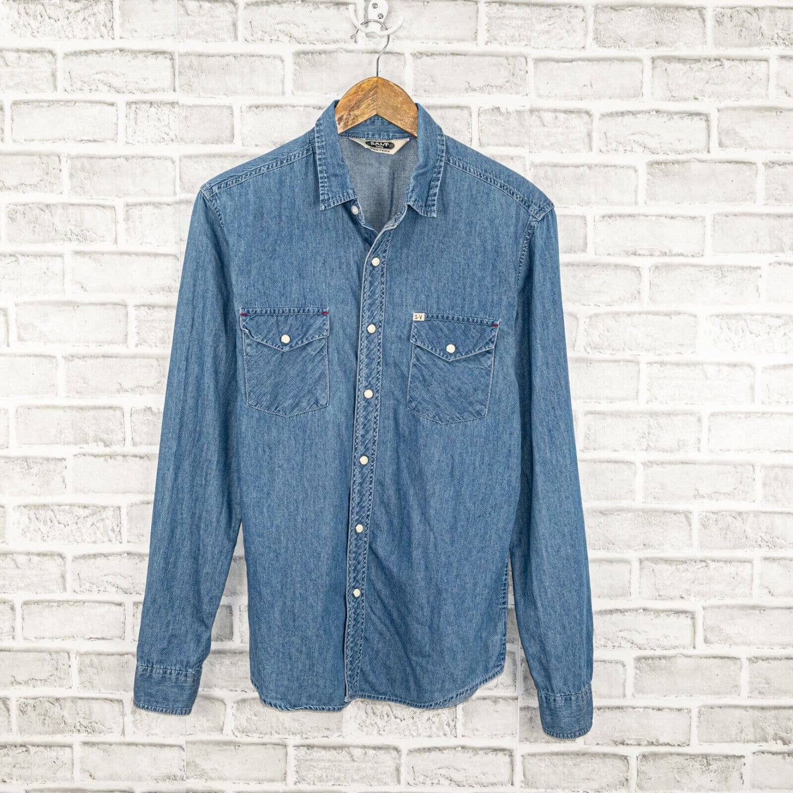 Salt Valley Salt Valley Men's Western Pearl Snap Denim Shirt Blue