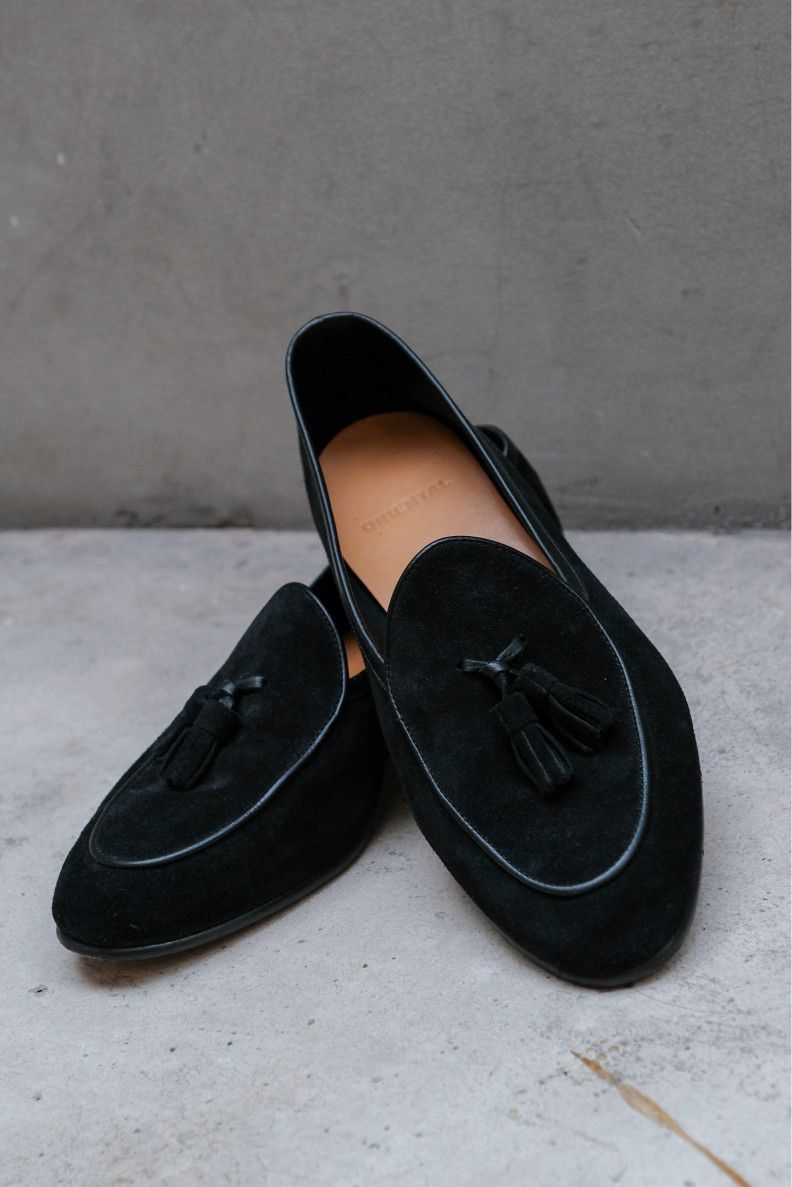 Other Oriental Shoemaker Tassel Slipon Suede Loafer Black Size US 7 / IT 37 - 4 Thumbnail