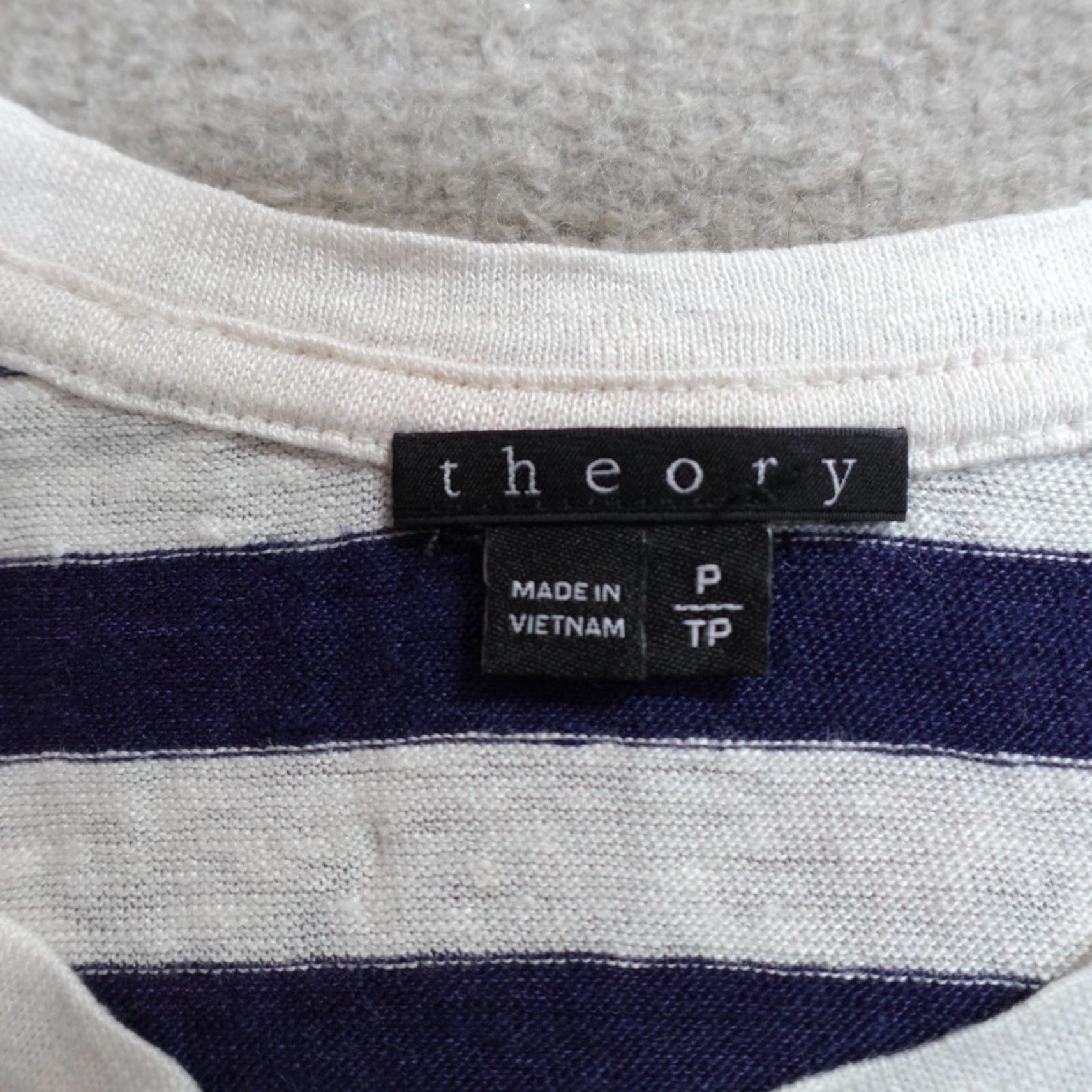 Theory Theory Womens Shirt Small White Blue Breton Stripe Crewneck 100% Linen Size S / US 4 / IT 40 - 2 Thumbnail