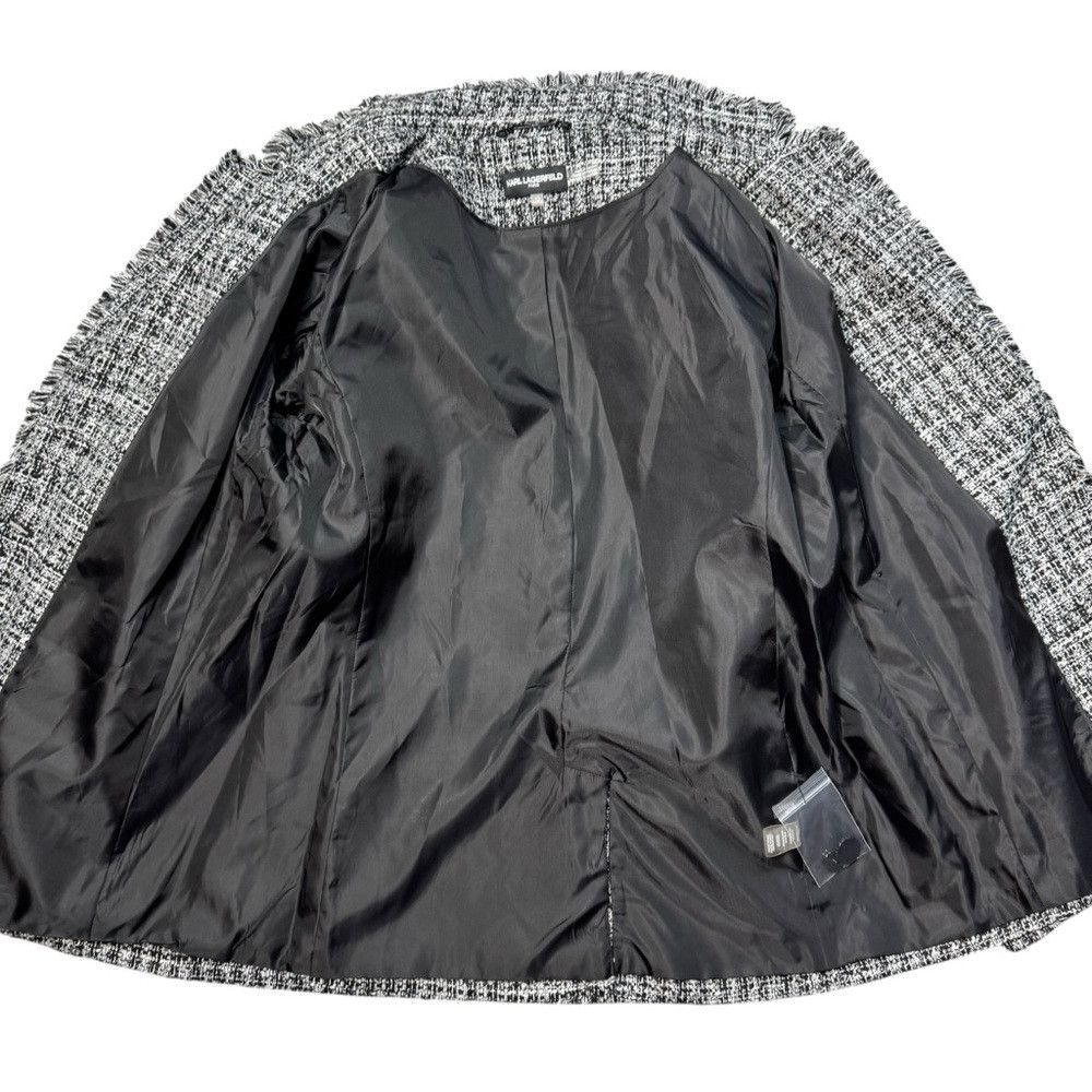 Karl Lagerfeld NWT New $199 KARL LAGERFELD PARIS Tweed Fringed Button Blaz Size L / US 10 / IT 46 - 4 Thumbnail