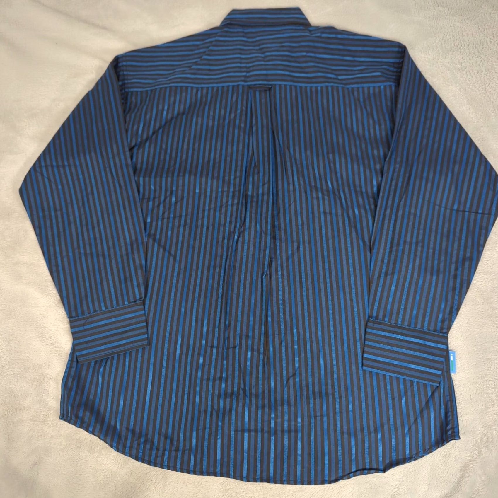 Vintage Koman Shirt Mens XL Navy Blue Striped Button-Up Long Sleeve Casual Formal NEW Size 46R - 2 Thumbnail