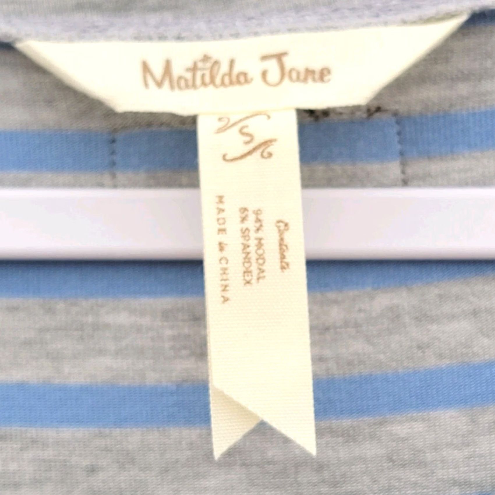 Vintage VINTAGE Matilda Jane Her Majesty Dress Jersey Handkerchief Hem Striped Blue Gray Sz S Midi 3/4 Sleeve Scoop Neck Womens Size S / US 4 / IT 40 - 5 Thumbnail