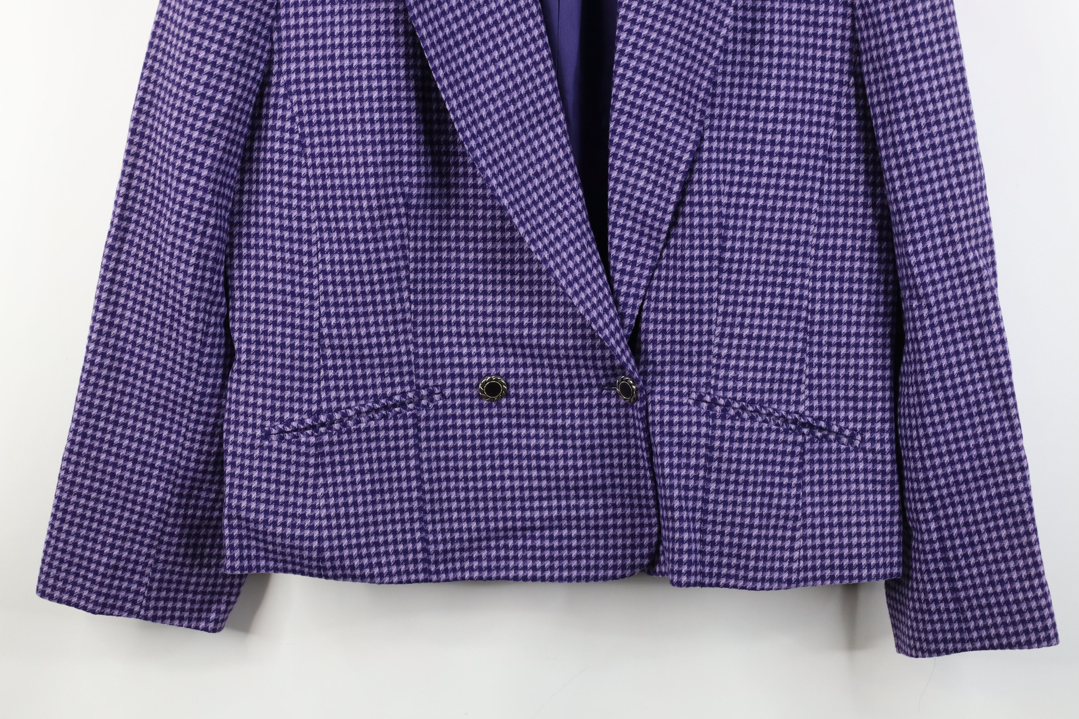 Pendleton Vintage 90s Pendleton Wool Blazer Jacket Purple Houndstooth Size XL / US 12-14 / IT 48-50 - 3 Thumbnail
