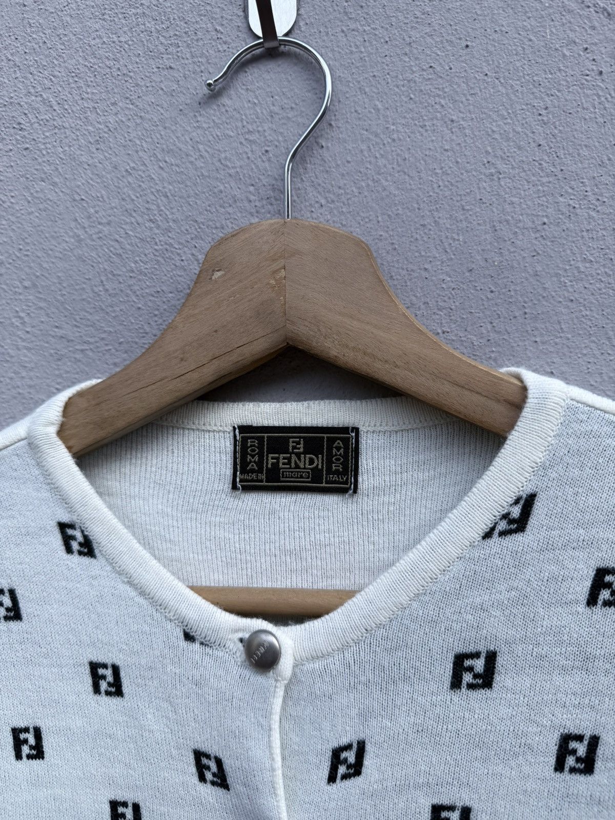 Fendi Vintage FENDI "mare" Monogram Zucca FF Women Cardigan Size M / US 6-8 / IT 42-44 - 2 Thumbnail
