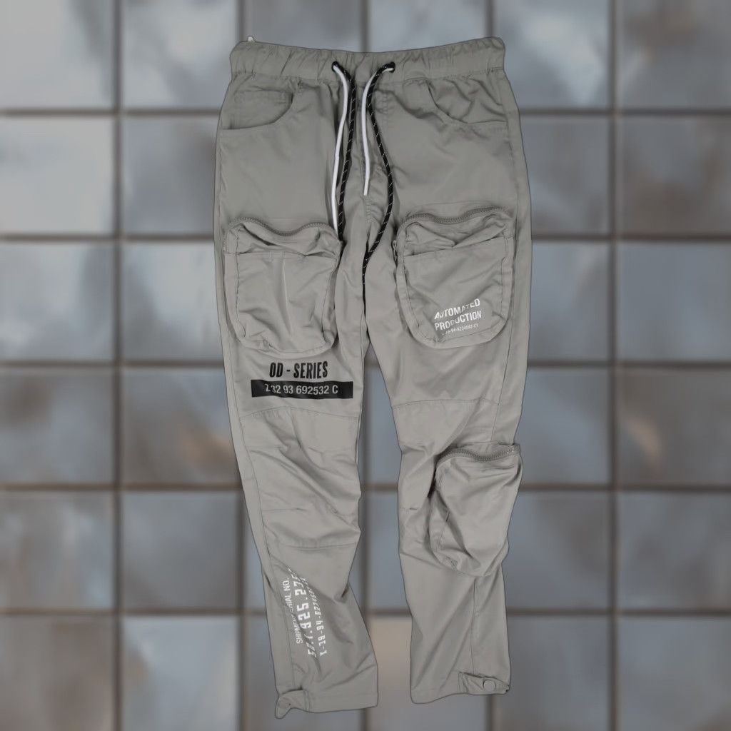 Vintage Smoke Rise Pants Mens Small Gray OD Series Cargo Joggers Drawstring Polyester Size US 29 - 1 Thumbnail