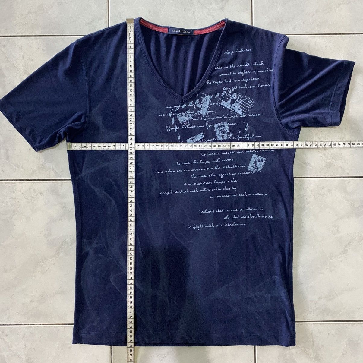 Japanese Brand Nicole Selection Dark Navy Smoke Style Subtle Artsy Design Size US M / EU 48-50 / 2 - 18 Thumbnail