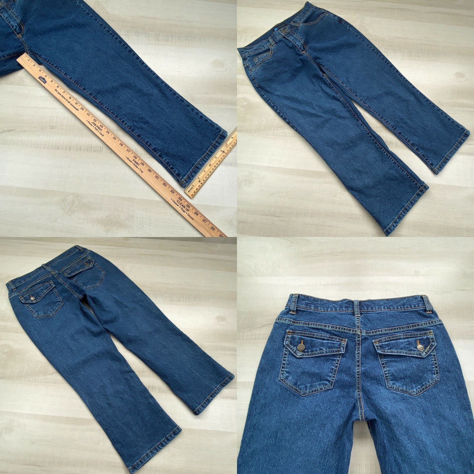 Vintage Relativity Women's Cropped Jeans Mid Rise Medium Blue Cotton Blend Stretch Regular Size 6 Size 28" / US 6 / IT 42 - 8 Thumbnail