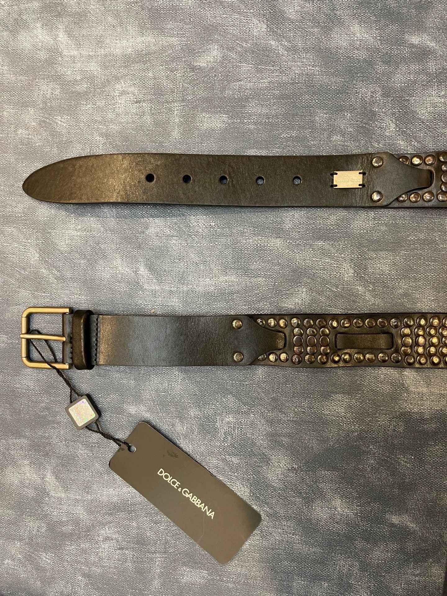 Dolce & Gabbana DG Heavy Duty Studded Cowhide Belt 3.5cm Black/Dark Brown Size ONE SIZE - 8 Thumbnail