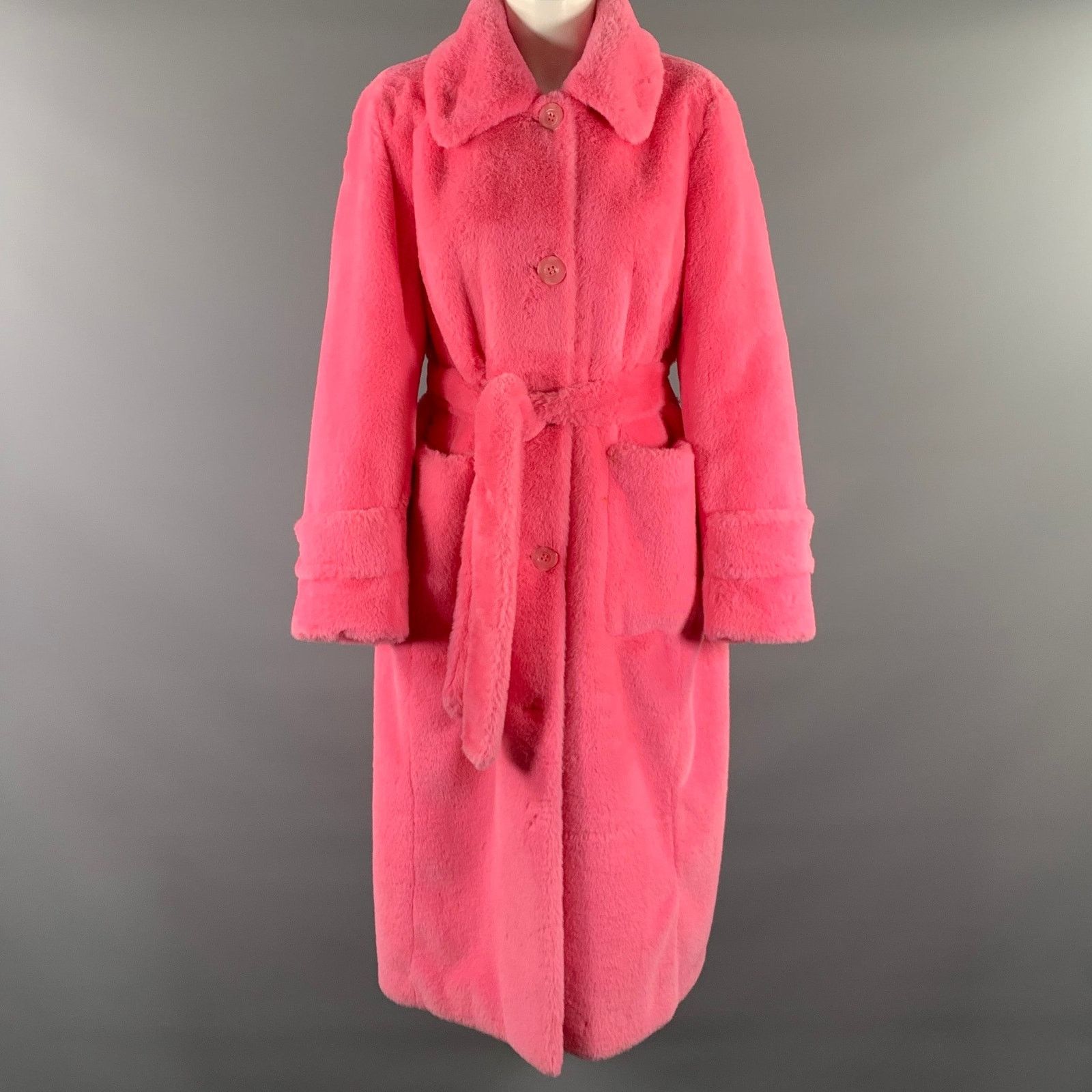 STAND STUDIO STAND STUDIO Size M Pink Faux Fur Belted Coat Size M / US 6-8 / IT 42-44 - 1 Thumbnail