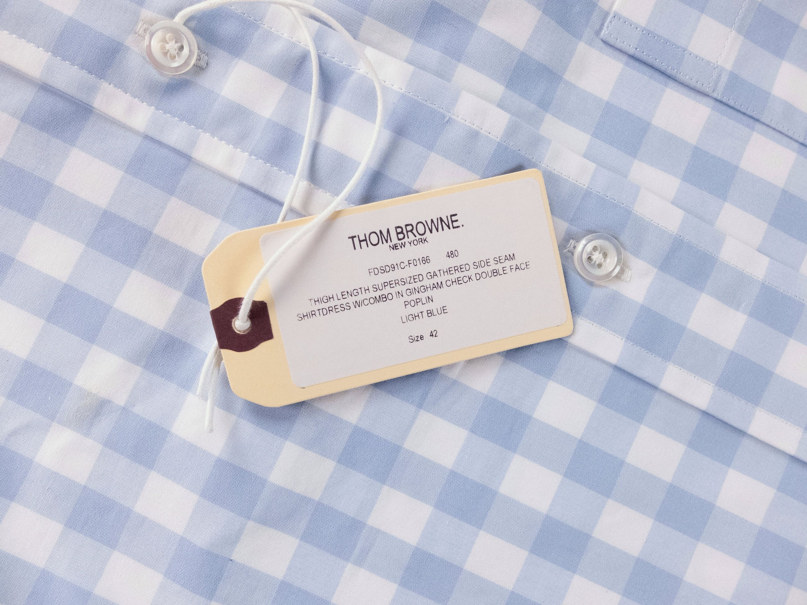 Thom Browne THOM BROWNE blue white gingham cotton gathered shirt dress Size M / US 6-8 / IT 42-44 - 5 Thumbnail