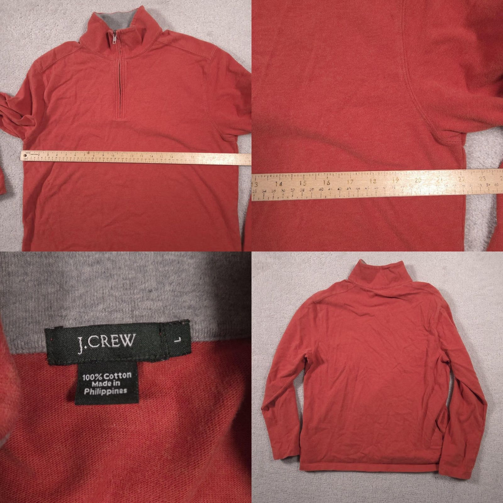 J.Crew J.Crew Sweater Mens L Red 1/4 Zip Mock Neck Cotton Knit Pullover Casual Knitwear Size US L / EU 52-54 / 3 - 8 Thumbnail